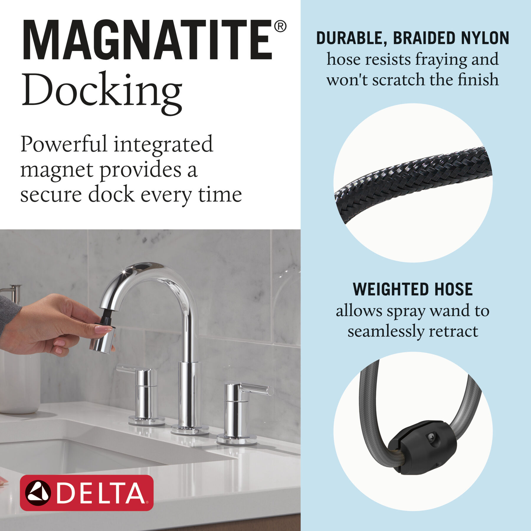 Two Handle Widespread Pull-Down Bathroom Faucet, image 7