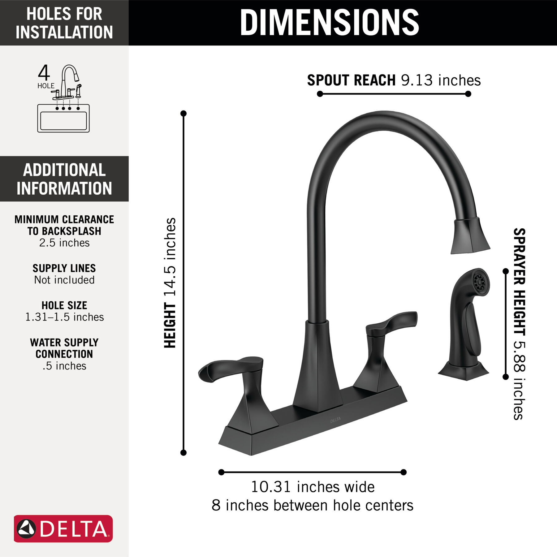 Two Handle Kitchen Faucet with Spray