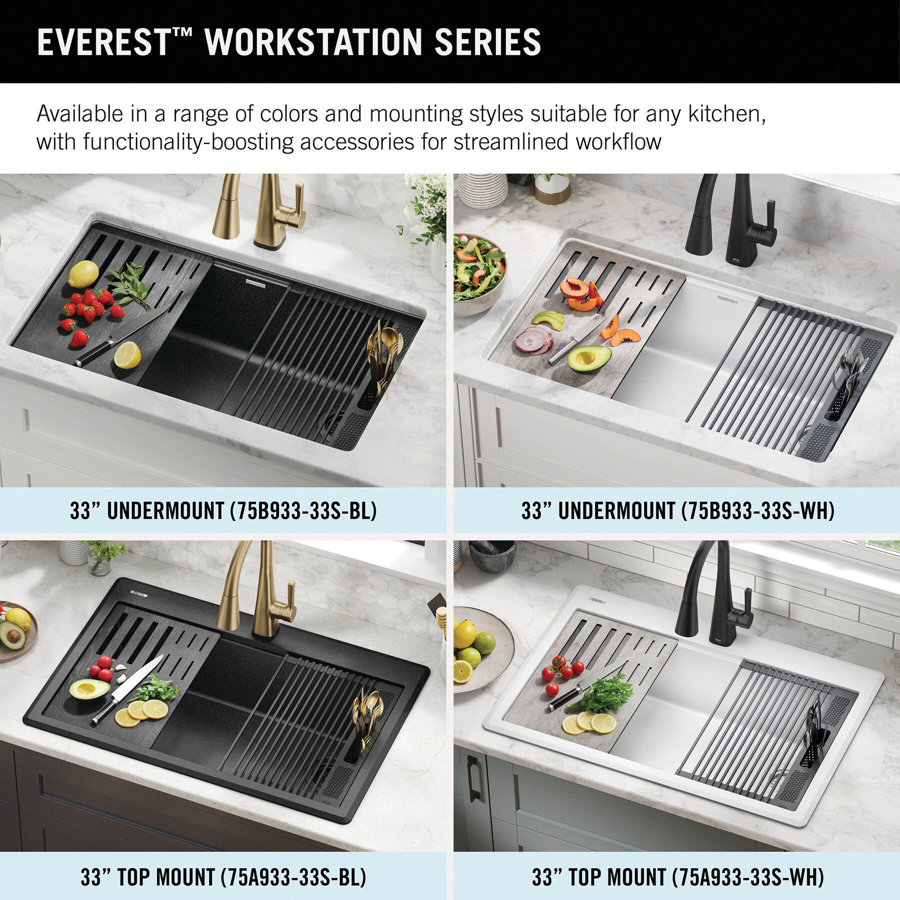 33” Granite Composite Workstation Kitchen Sink Drop-In Top Mount Single Bowl with WorkFlow™ Ledge and Accessories, image 5