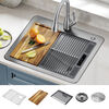 25” Workstation Kitchen Sink Drop-In Top Mount Stainless Steel Single Bowl with WorkFlow™ Ledge and Accessories