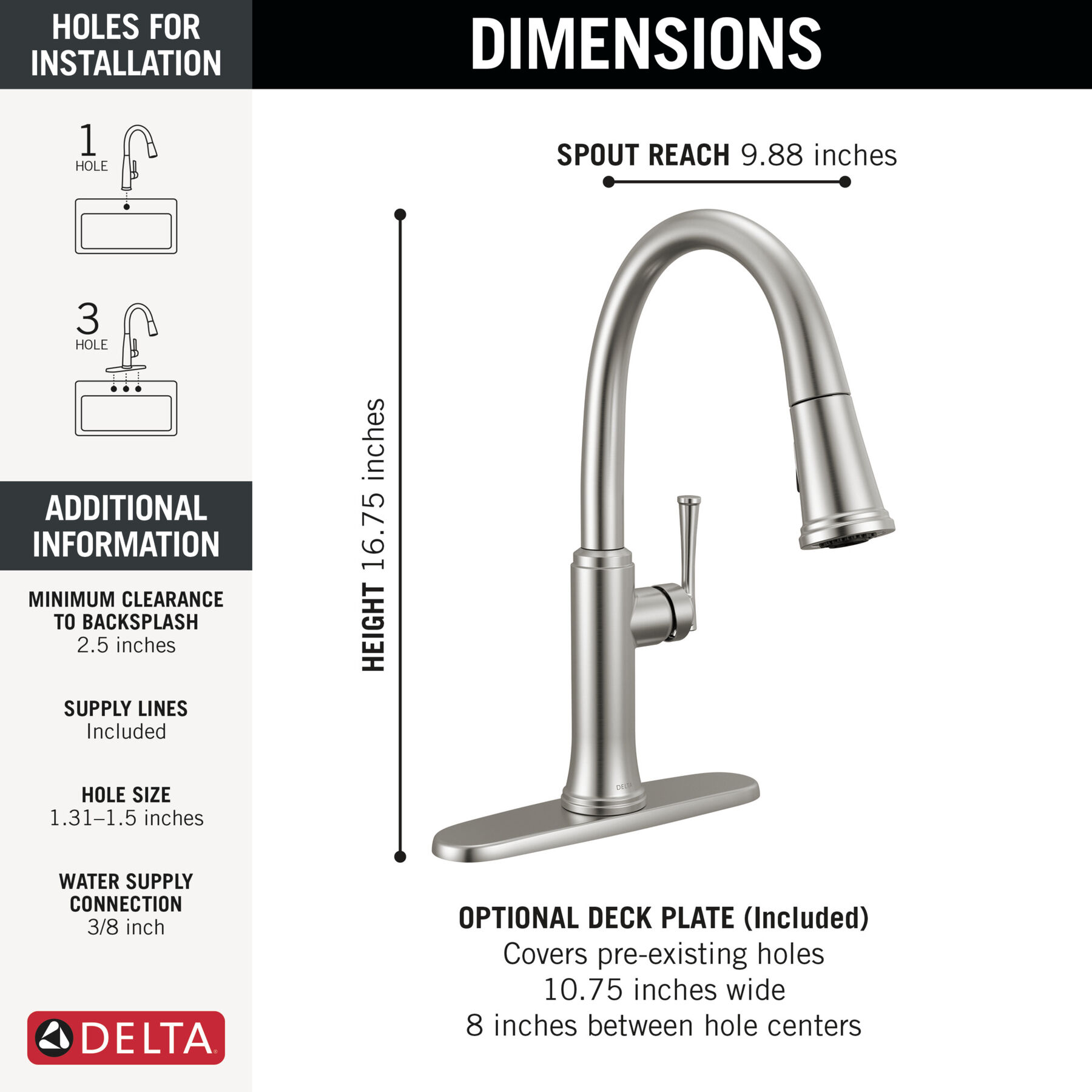 Single Handle Pull-Down Kitchen Faucet, image 3