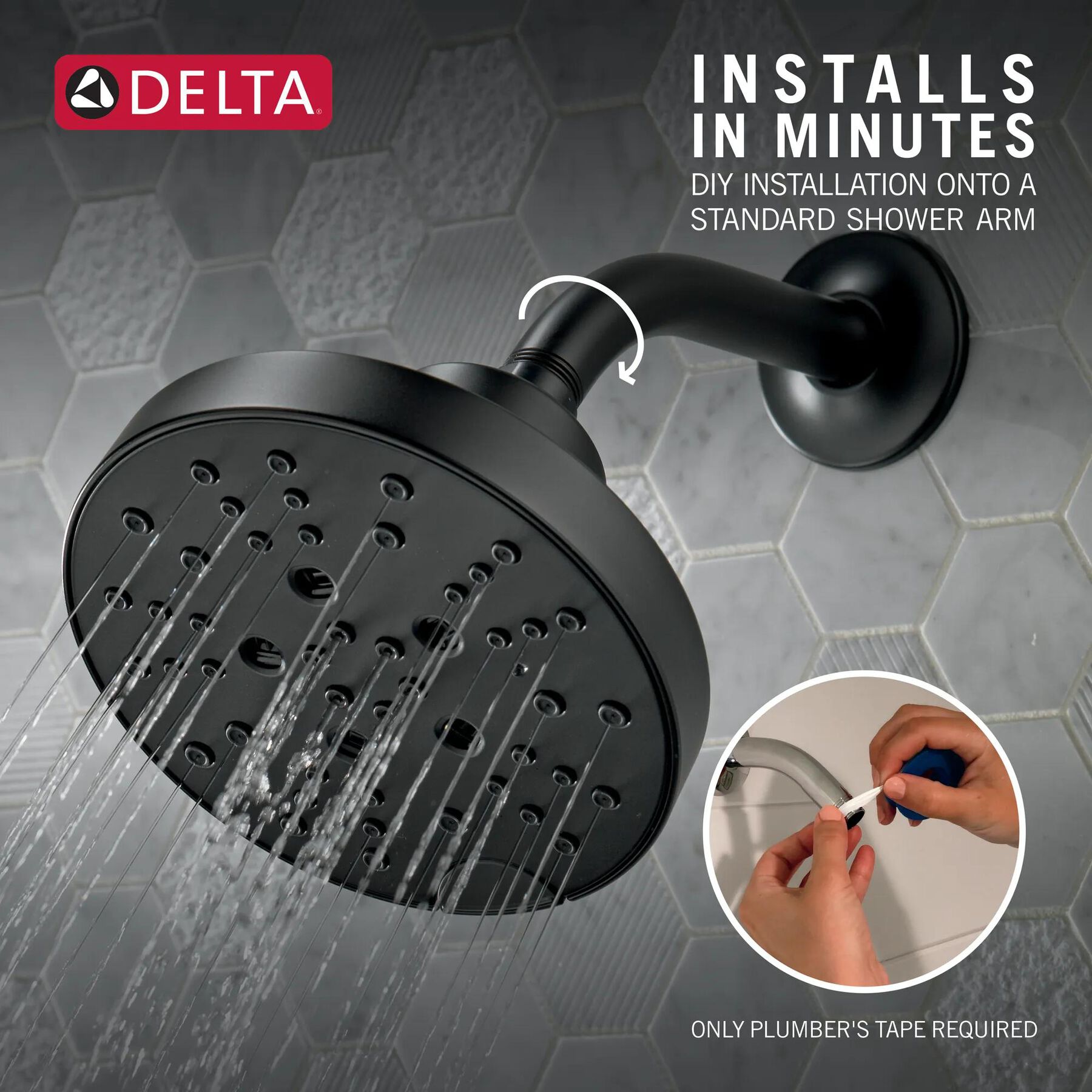 H<sub>2</sub>Okinetic&reg; 5-Setting Contemporary Raincan Shower Head