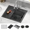 25” Drop-In Top Mount 16 Gauge Workstation Kitchen Sink Single Bowl with WorkFlow™ Ledge and Accessories