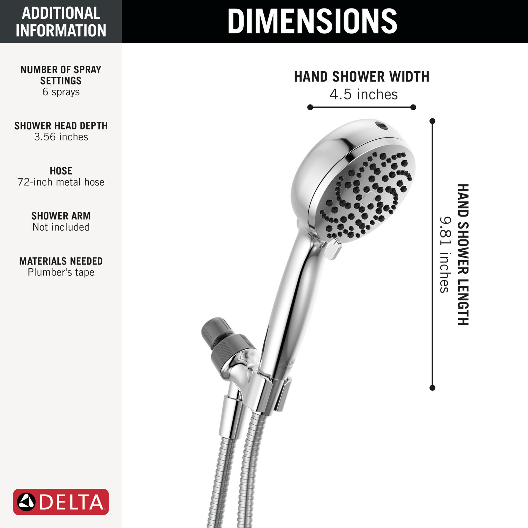 6-Setting Hand Shower with Cleaning Spray - 2.5 GPM