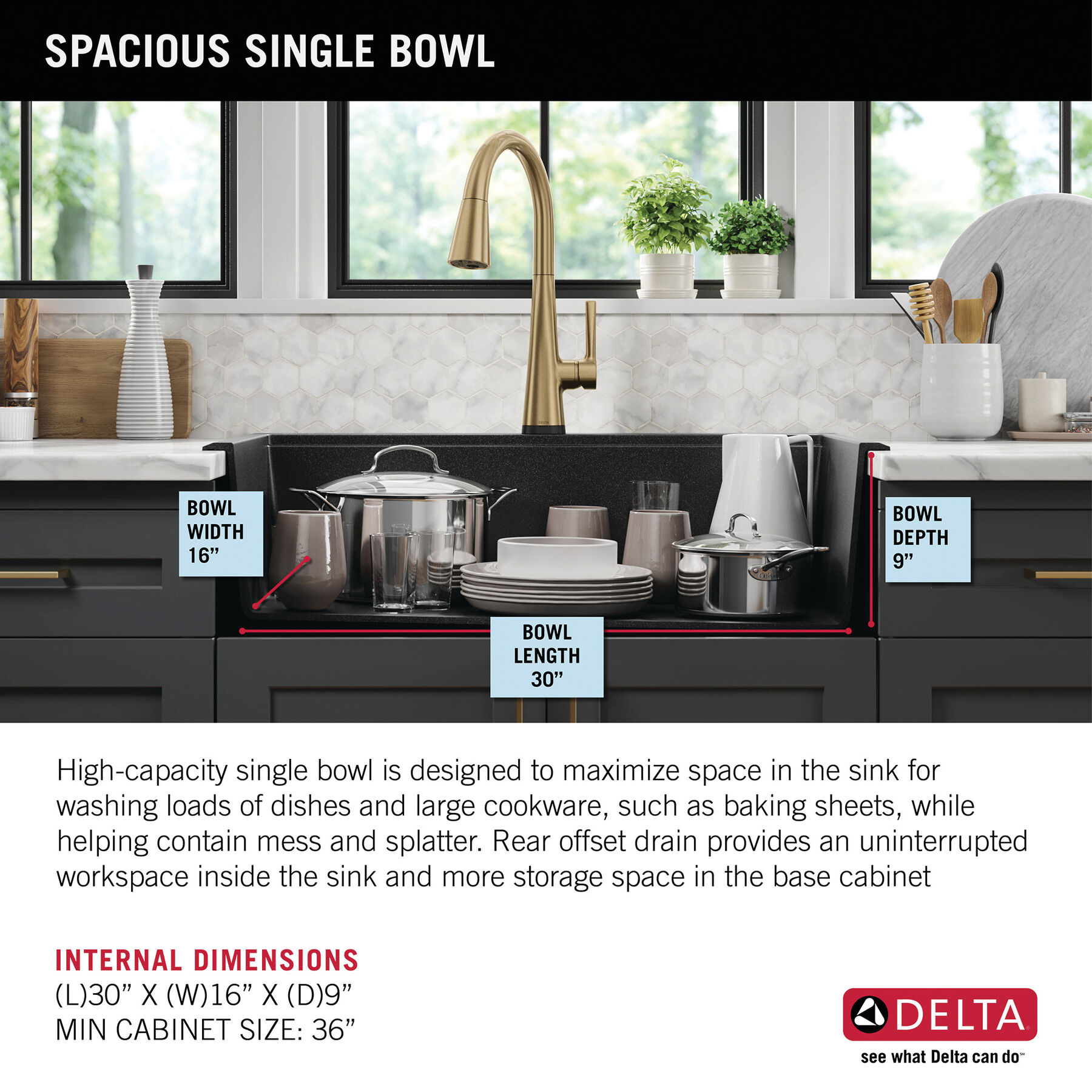 33” Granite Composite Workstation Kitchen Sink Drop-In Top Mount Single Bowl with WorkFlow™ Ledge and Accessories, image 4