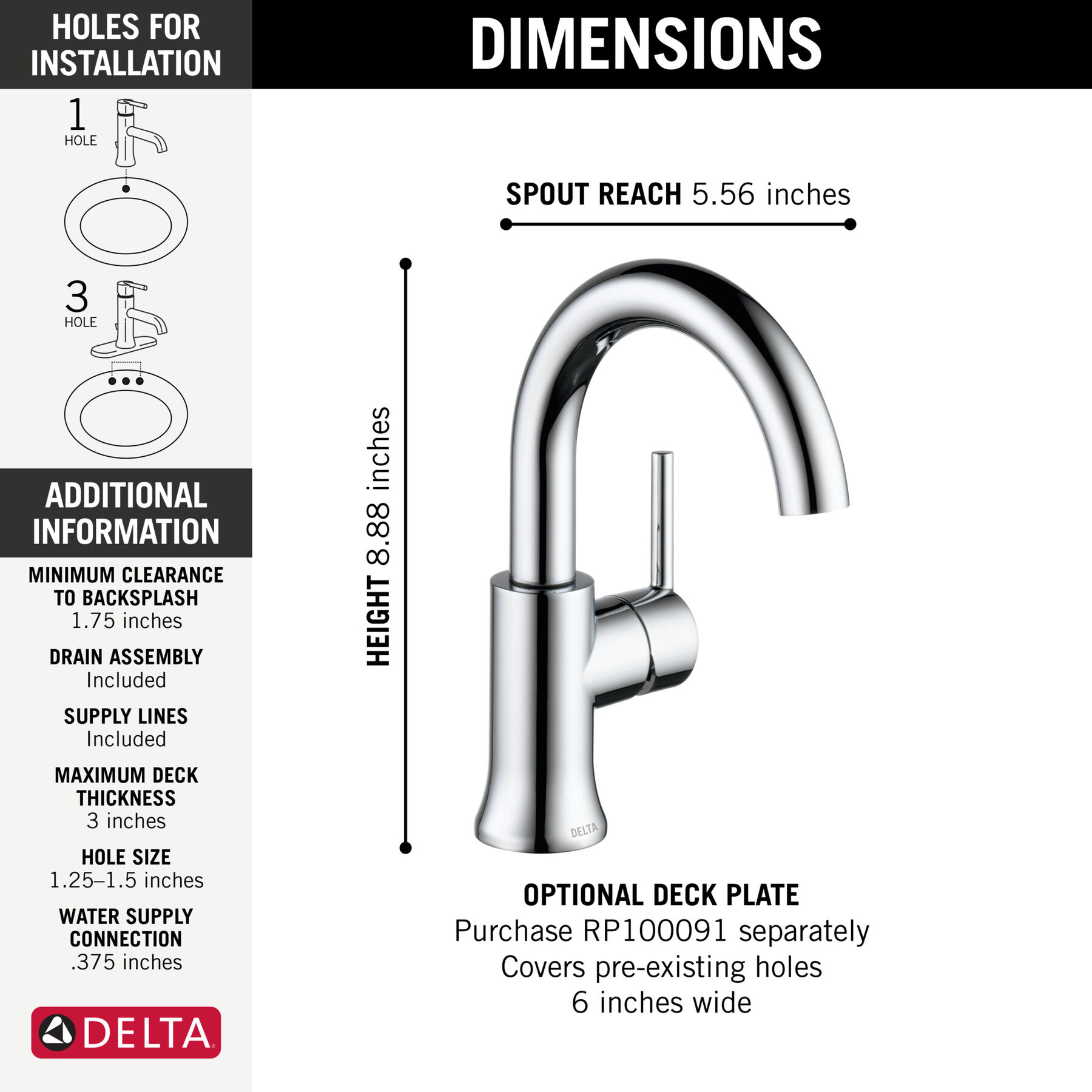 Single-Hole Bathroom Faucet (Recertified), image 1