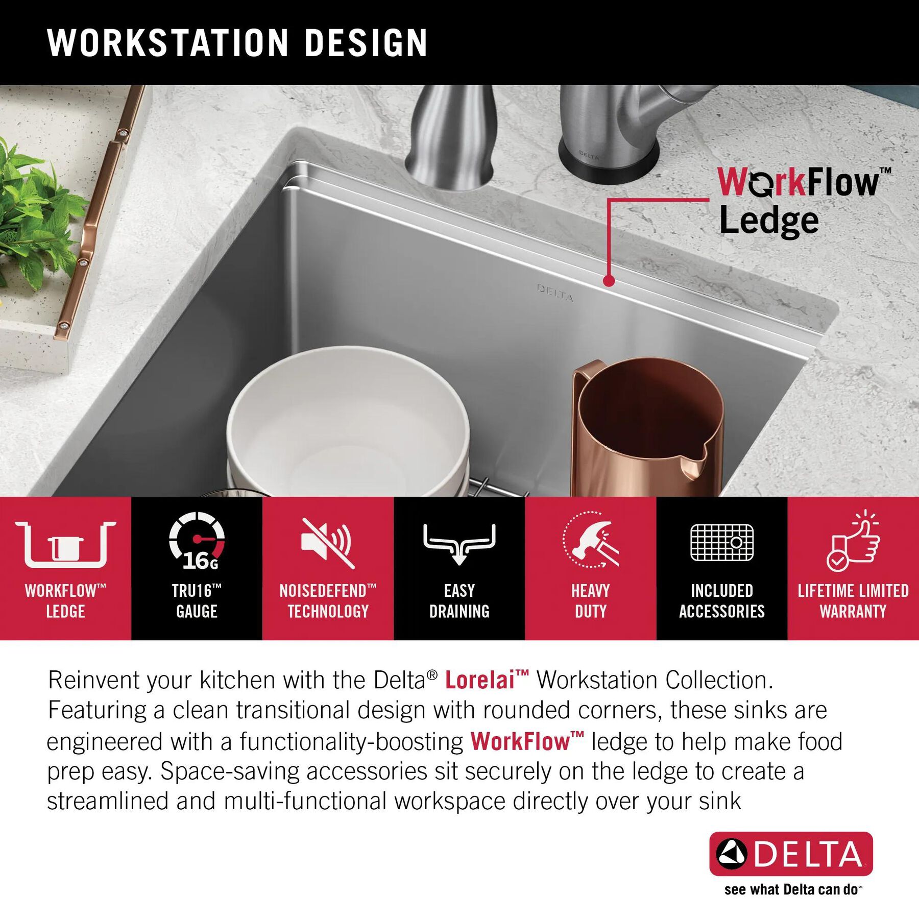 17&rdquo; Workstation Undermount Single Bowl 16 Gauge Stainless Steel&nbsp;Bar Prep Kitchen Sink with&nbsp;WorkFlow&trade; Ledge and Accessories