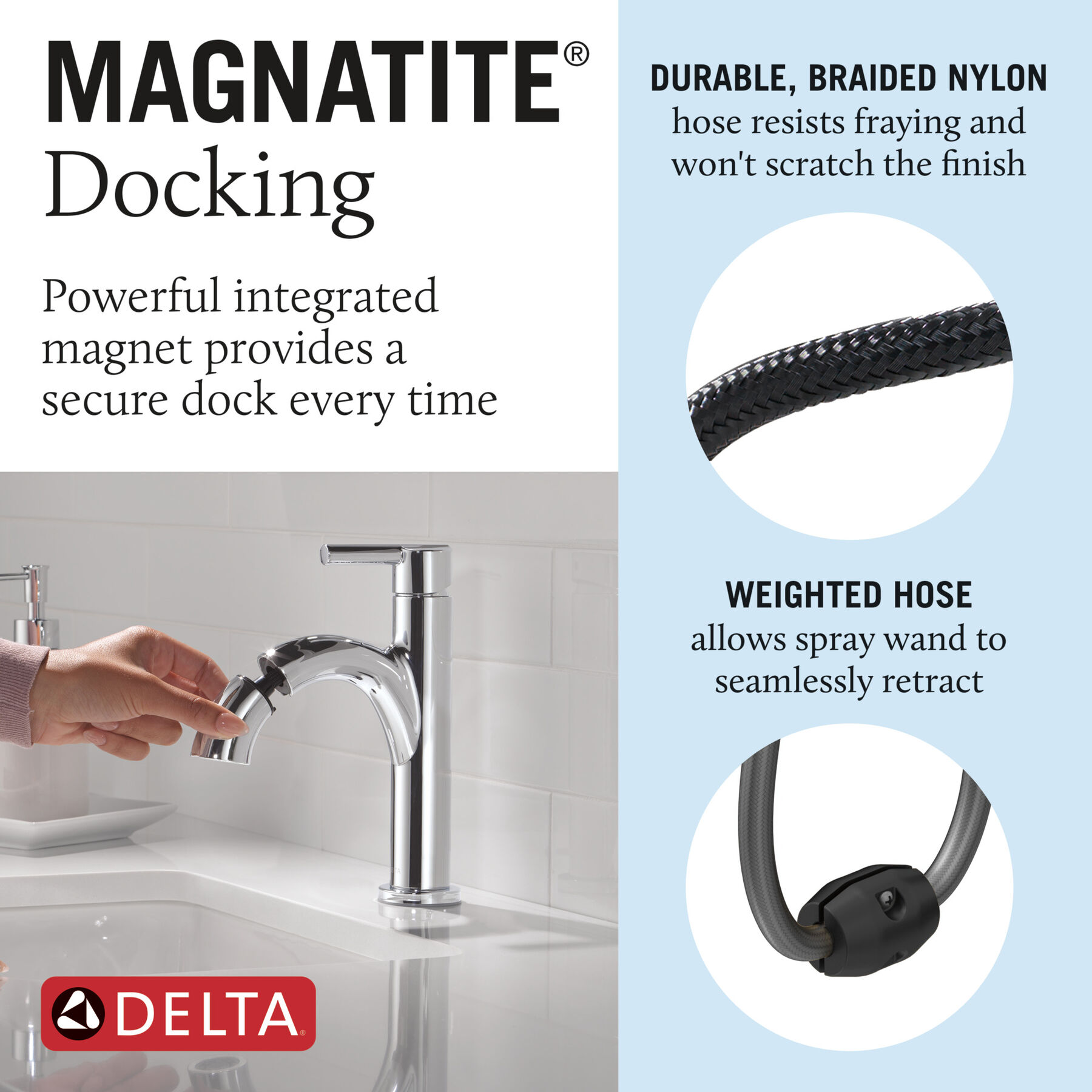 Single Handle Pull-Down Bathroom Faucet, image 9