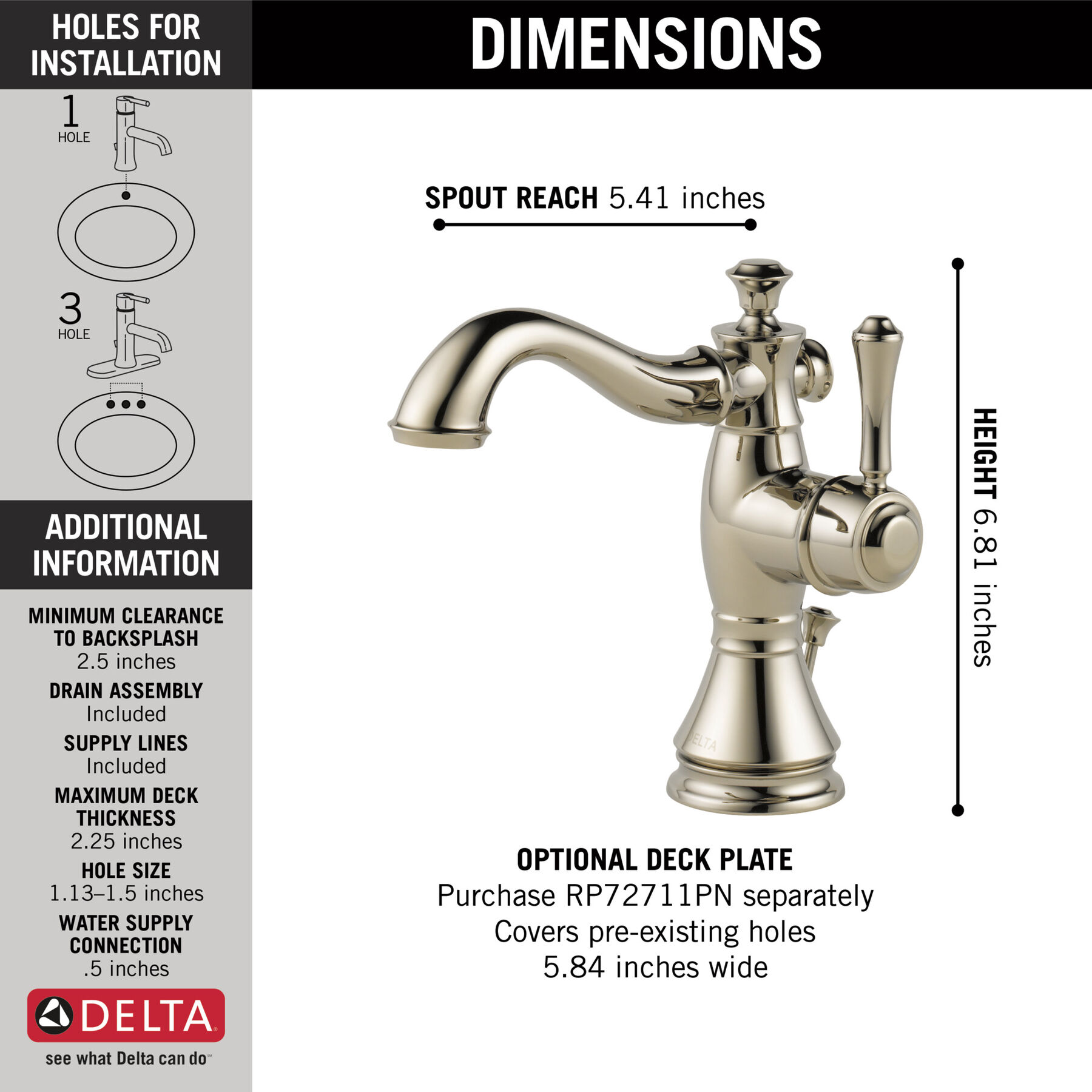 Single Handle Bathroom Faucet (Recertified), image 1