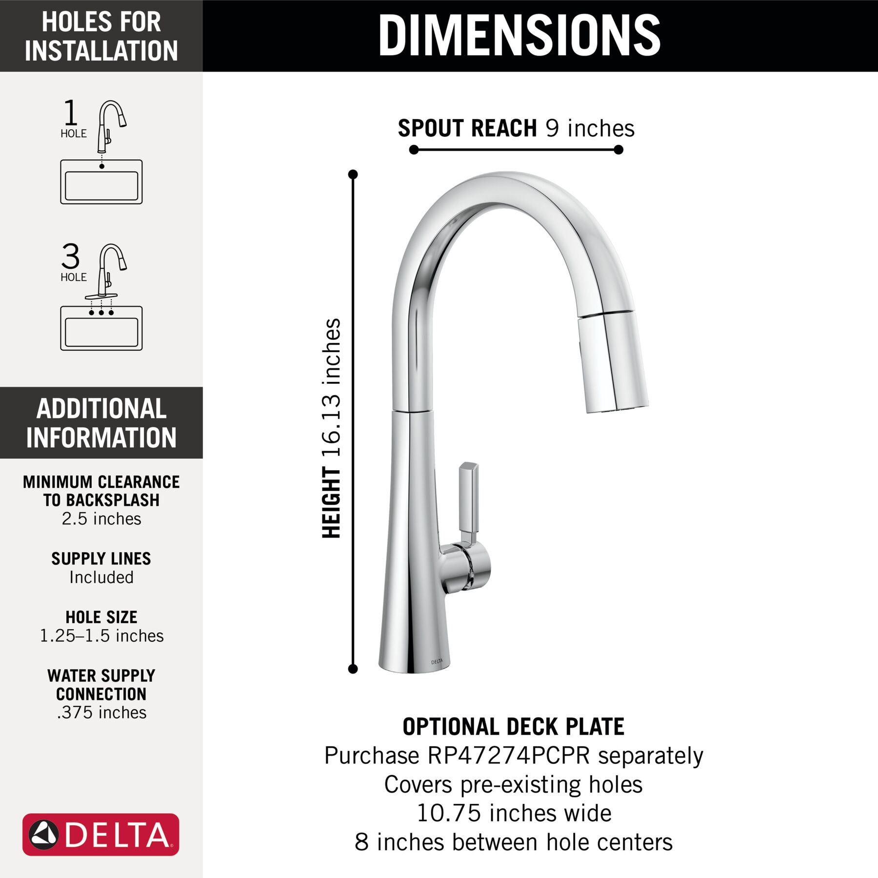 Single Handle Pull-Down Kitchen Faucet, image 2