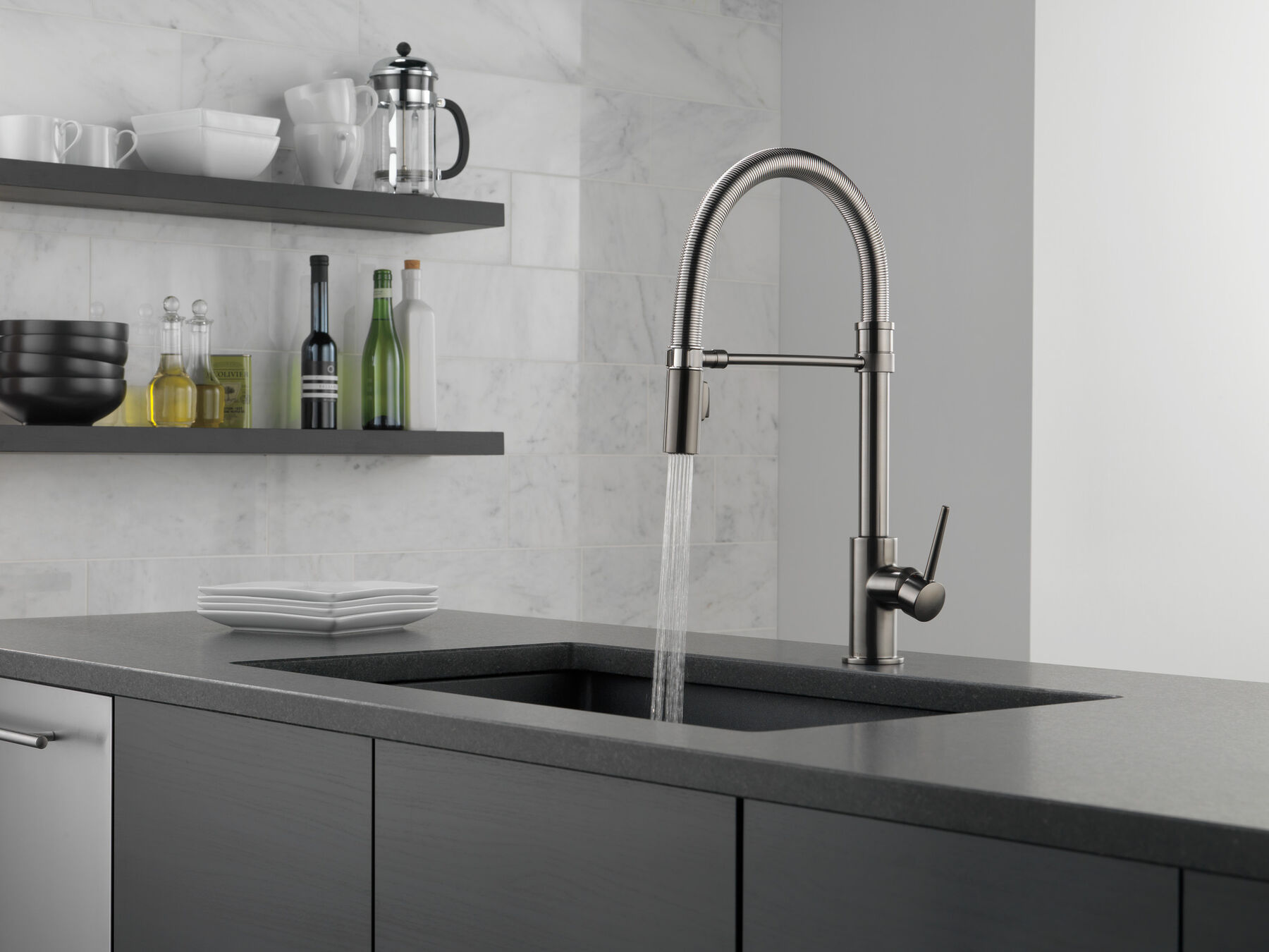 Single-Handle Pull-Down Spring Kitchen Faucet, image 10