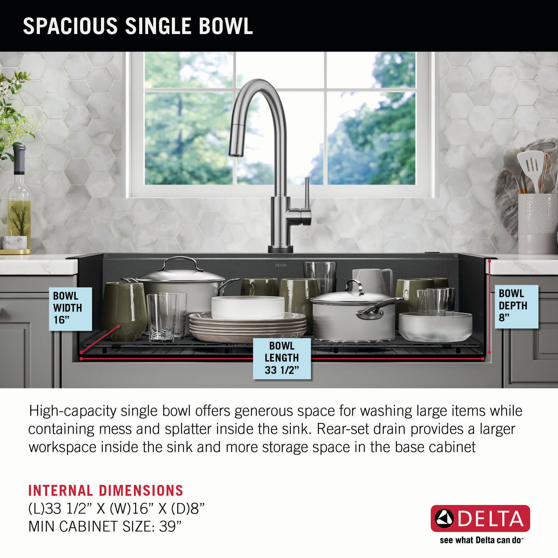 36” Retrofit Farmhouse Apron Front 16 Gauge Workstation Kitchen Sink Single Bowl in with WorkFlow™ Ledge and Accessories for Top Mount Drop-In Installation, image 3