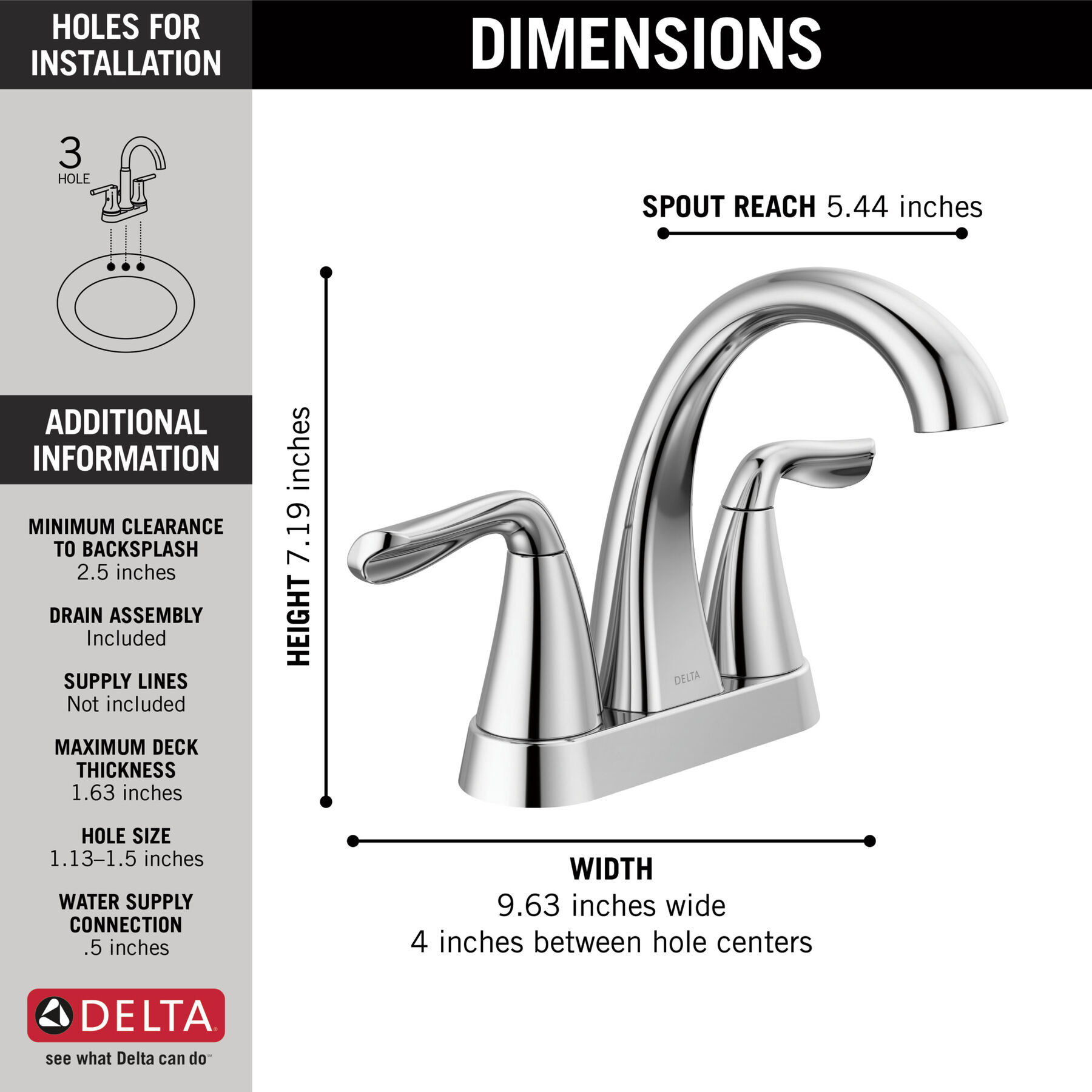 Two Handle Centerset Bathroom Faucet, image 1