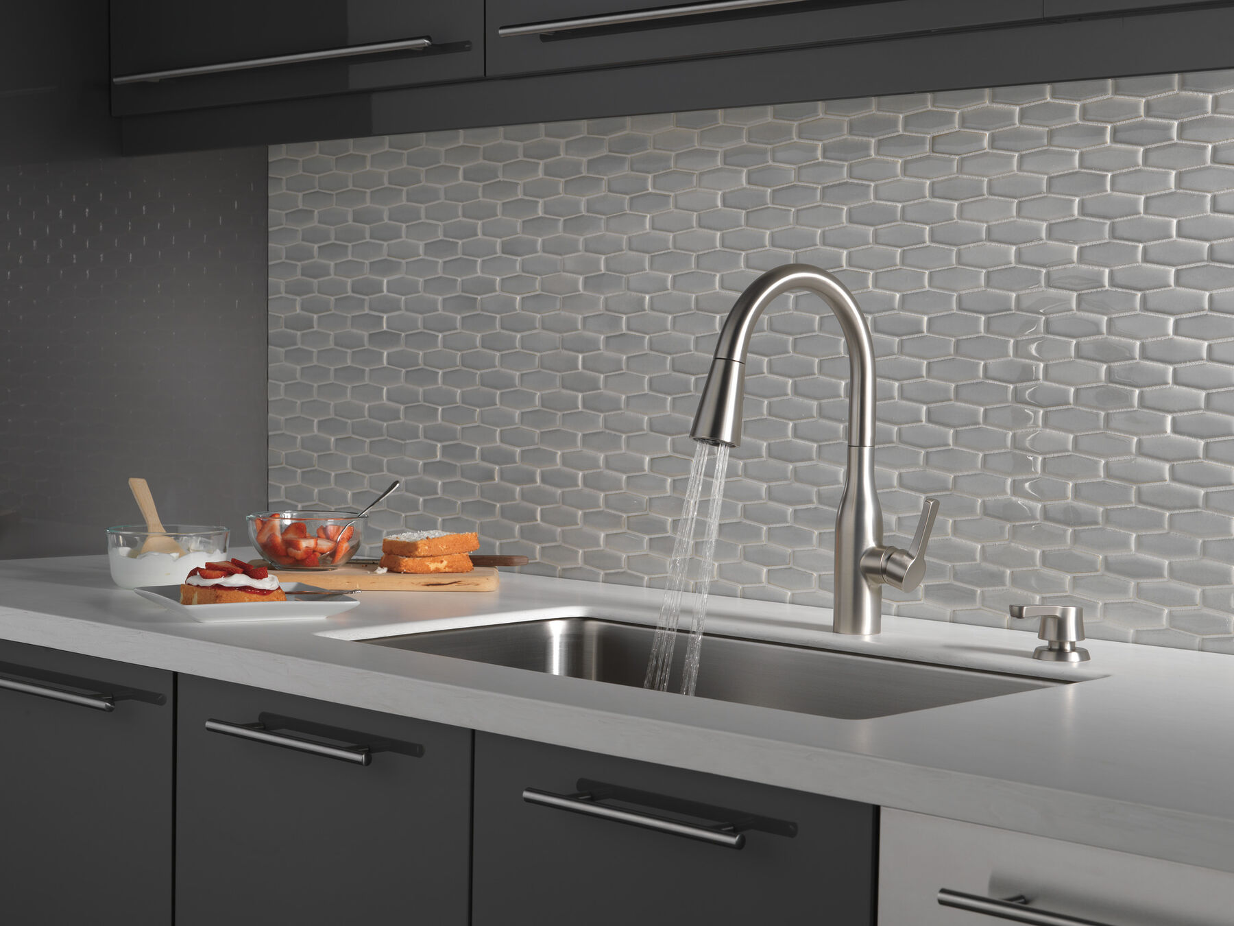 Single Handle Pull-Down Kitchen Faucet with Soap Dispenser and ShieldSpray&reg; Technology (Recertified), image 5