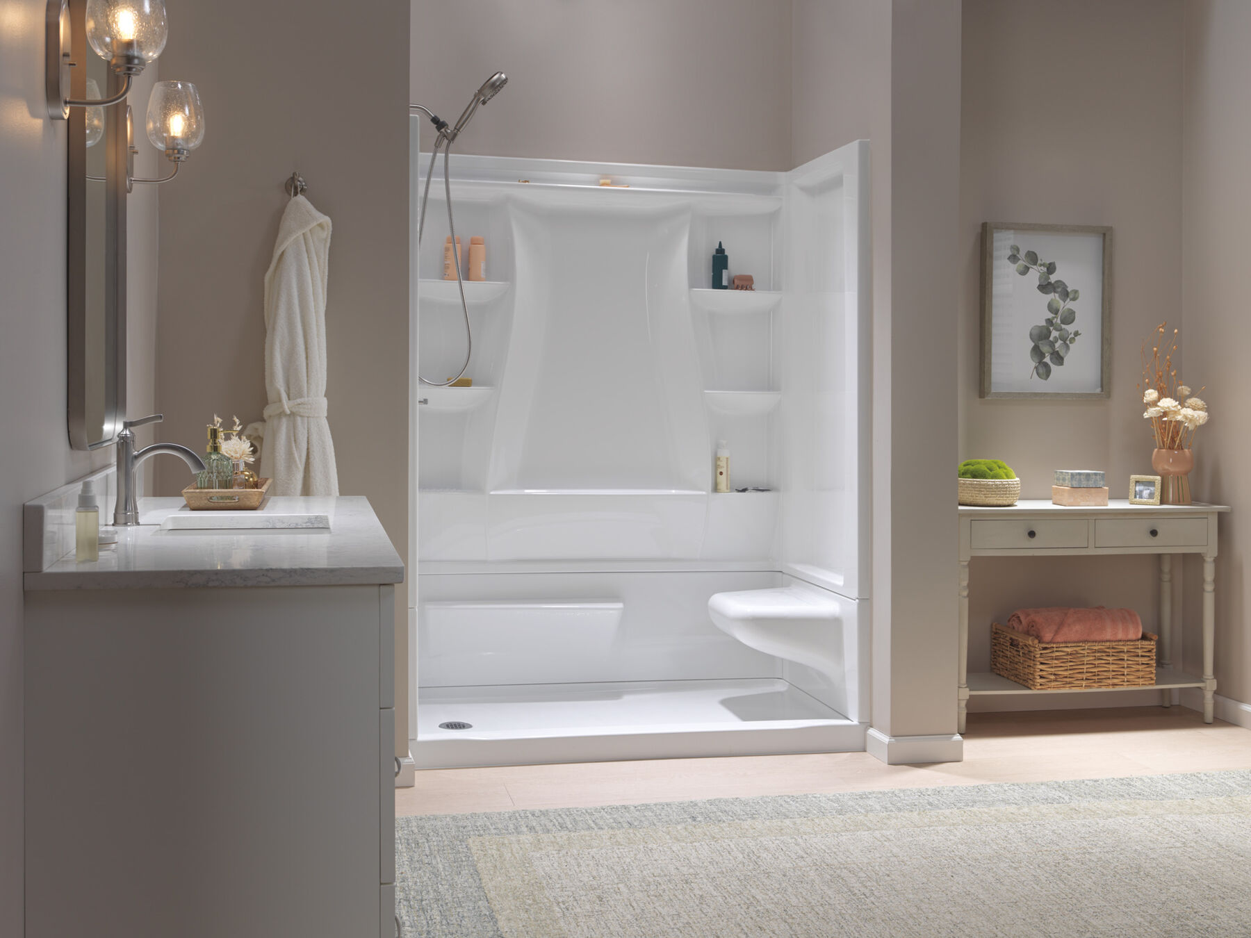 Procrylic Seated Shower Kit 60"x32" Left Drain, image 3