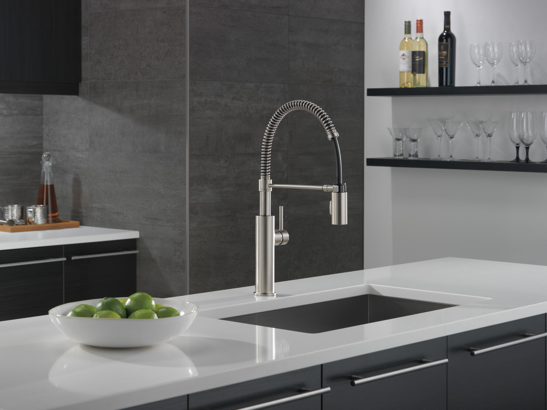 Single-Handle Pull-Down Spring Kitchen Faucet, image 9