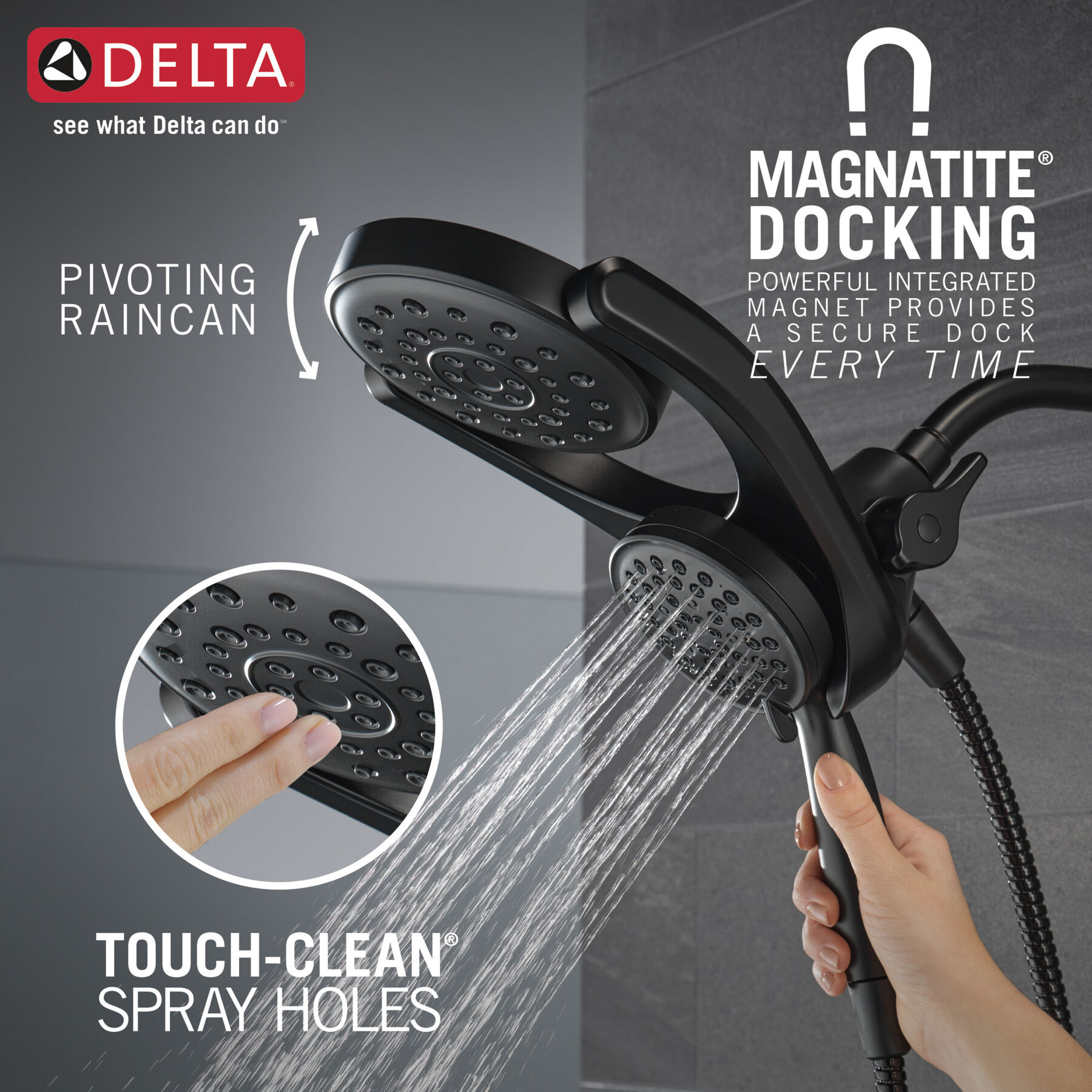 HydroRain® 4-Setting Two-in-One Shower Head (Recertified), image 1