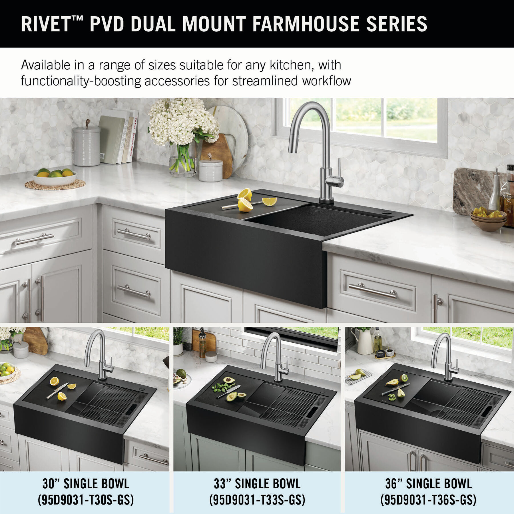 30” Retrofit Farmhouse Apron Front 16 Gauge Workstation Kitchen Sink Single Bowl in with WorkFlow™ Ledge and Accessories for Top Mount Drop-In Installation, image 4