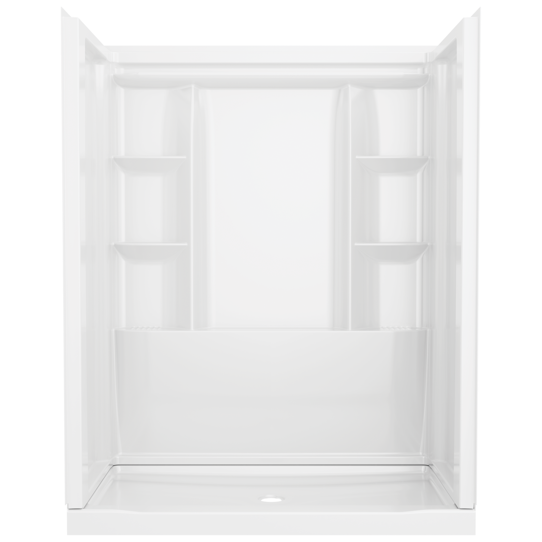 60x32 Alcove Shower Base and Wall Set Bundle - Center Drain