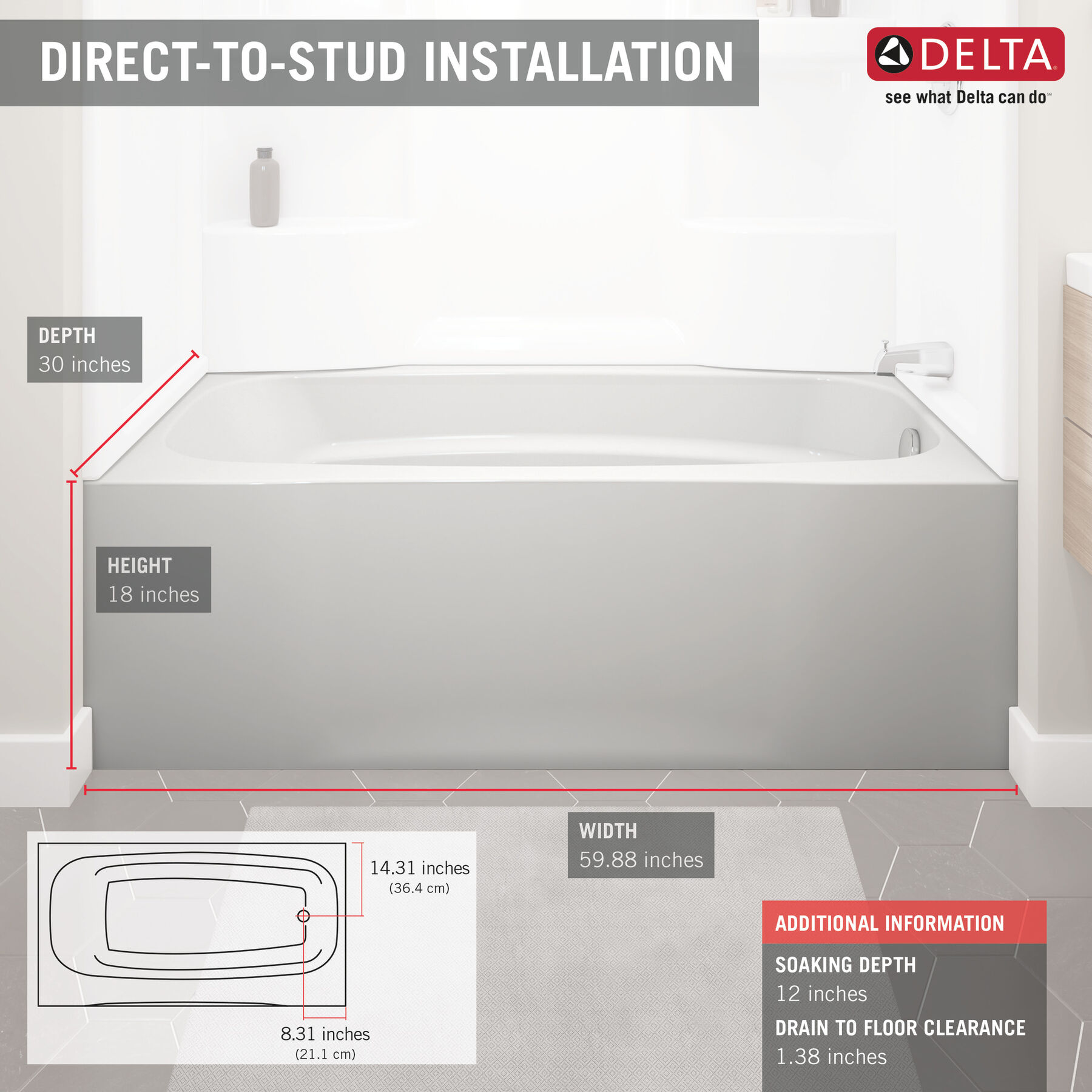 ProCrylic 60 in. x 30 in. Right Hand Tub, image 6