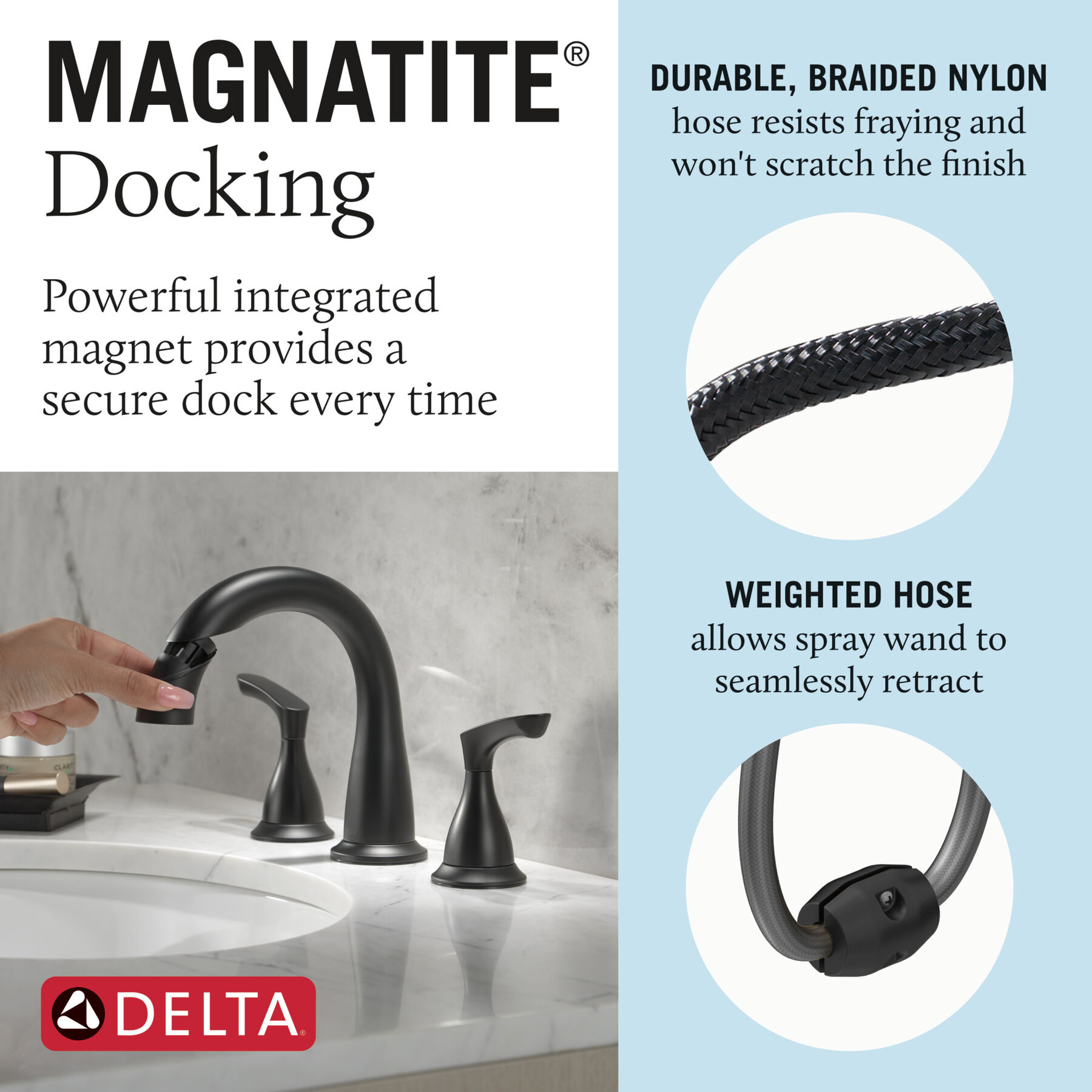 Two Handle Widespread Pulldown Bathroom Faucet (Recertified), image 6