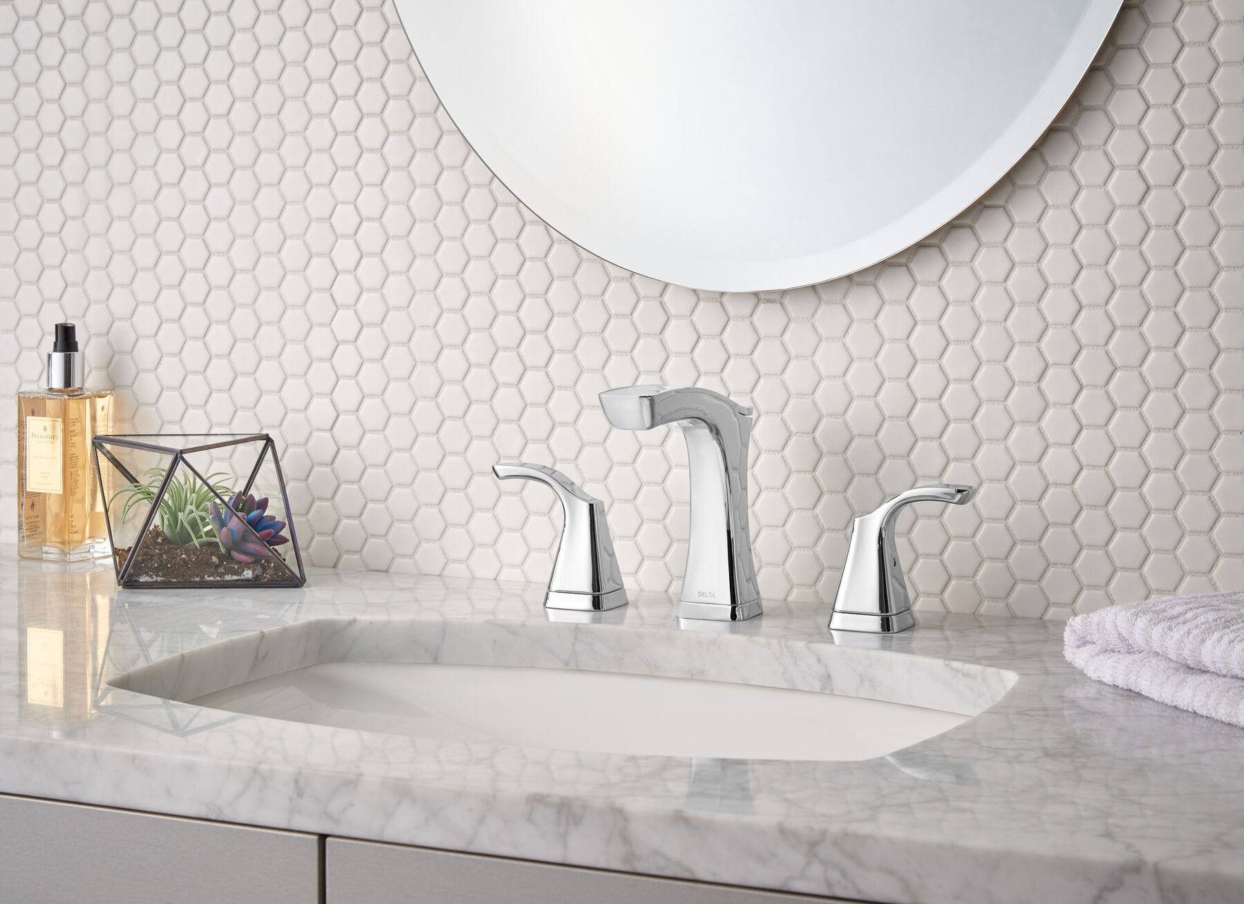 Two Handle Widespread Bathroom Faucet - Metal Pop-Up, image 1
