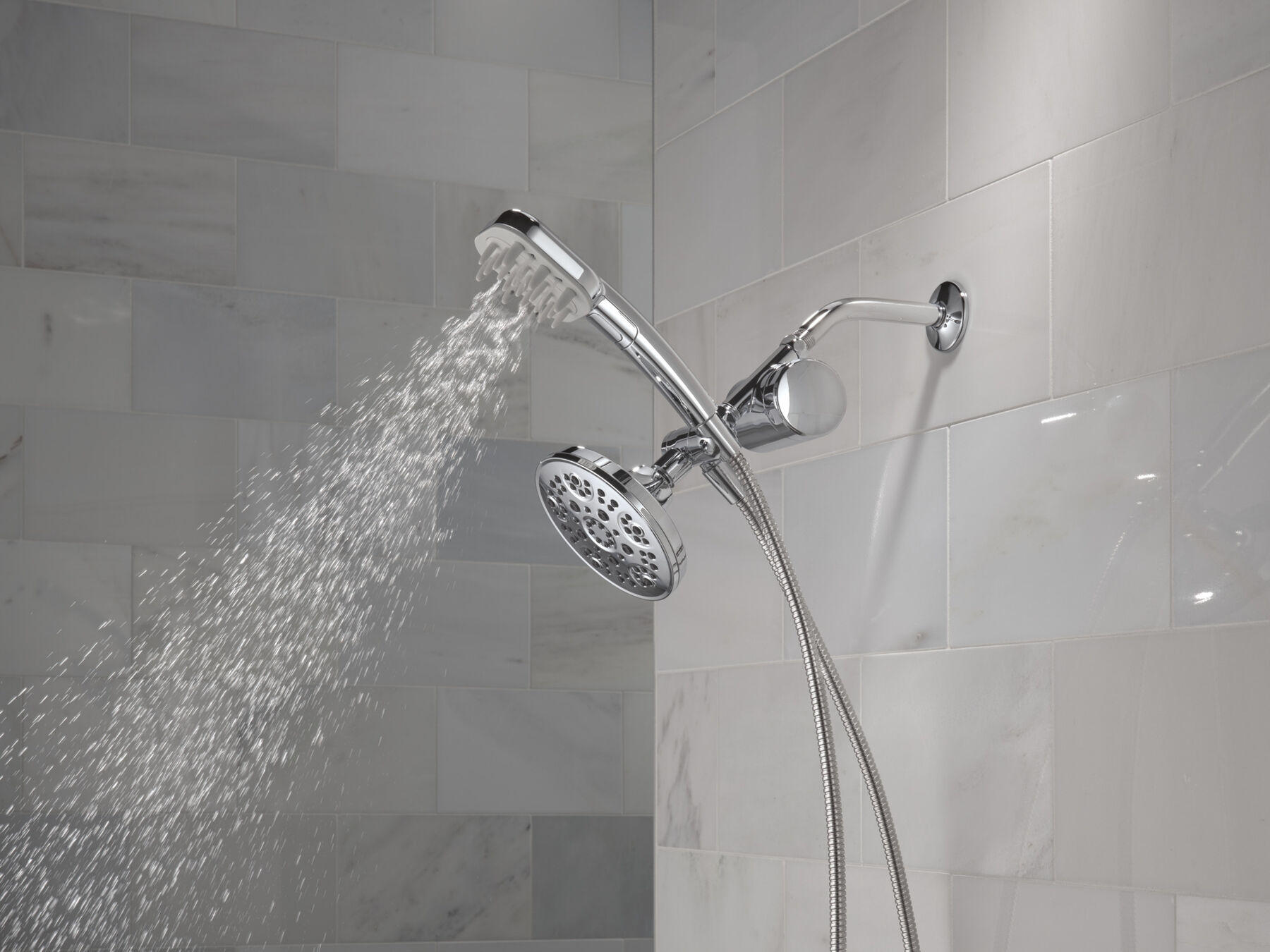 Detangling Hand Shower with 4-Setting Showerhead Bundle