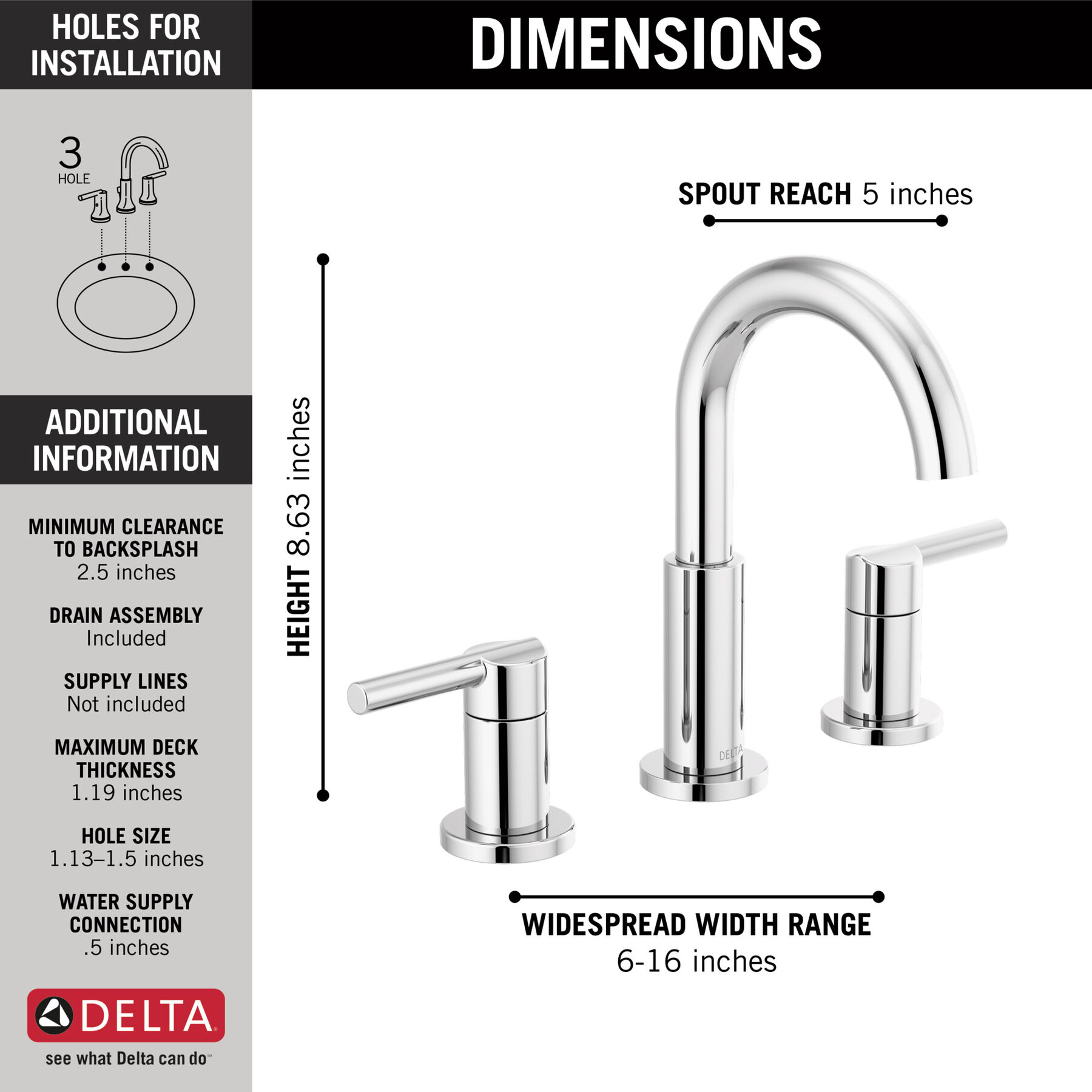 Widespread Bathroom Faucet 2L (Recertified), image 1