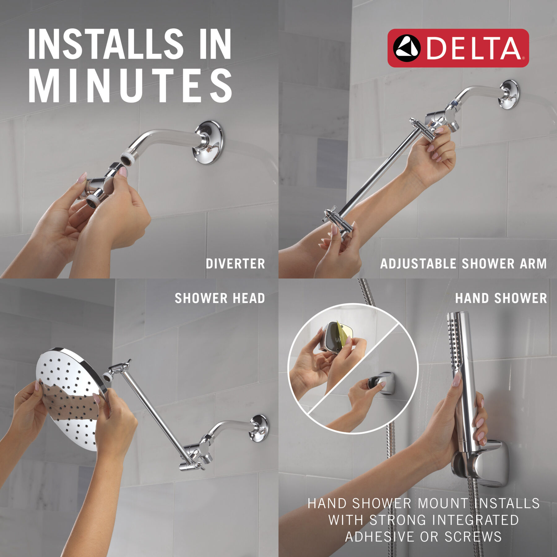 Adjustable Raincan Shower Head with Hand Shower, image 11