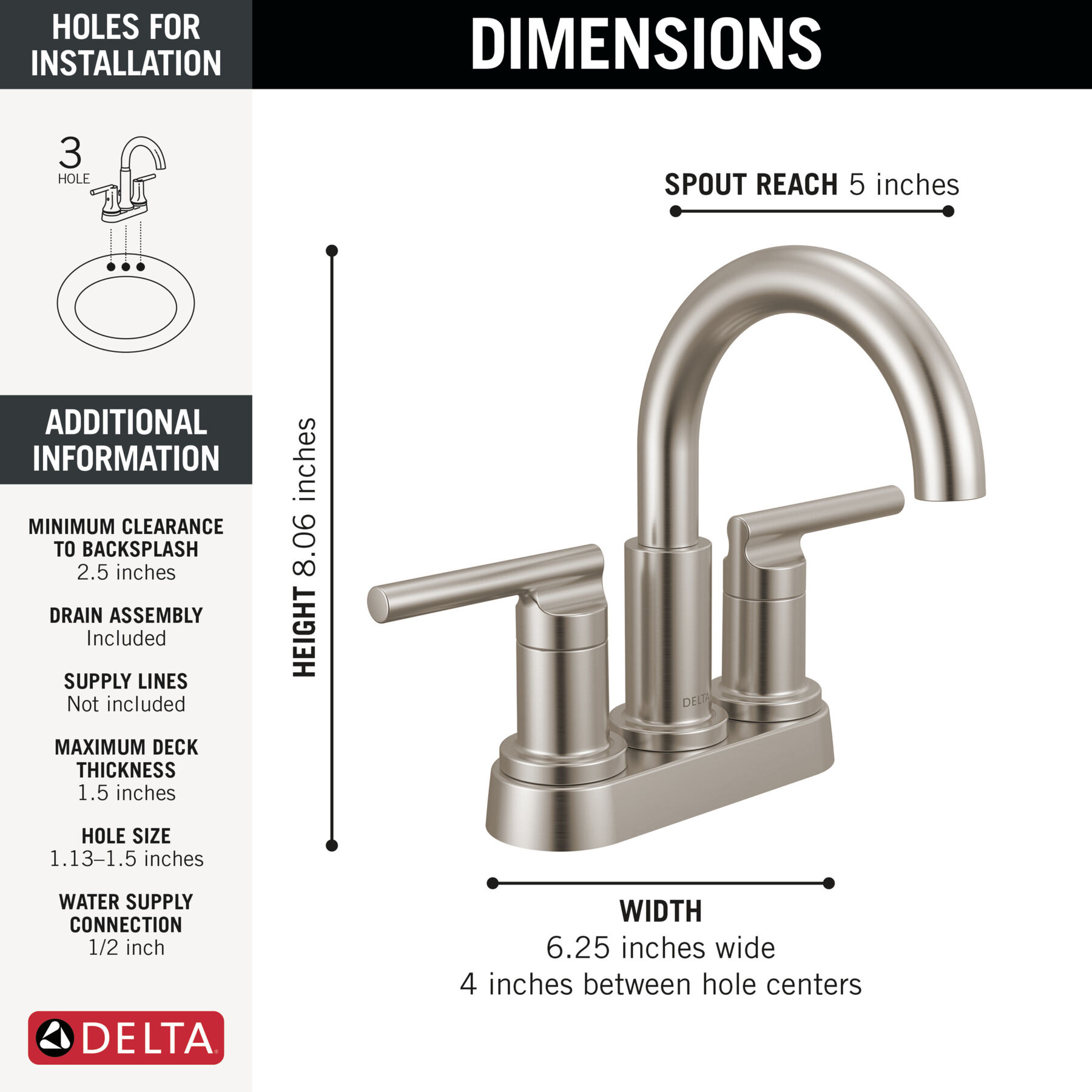Two Handle Centerset Lavatory Faucet, image 1