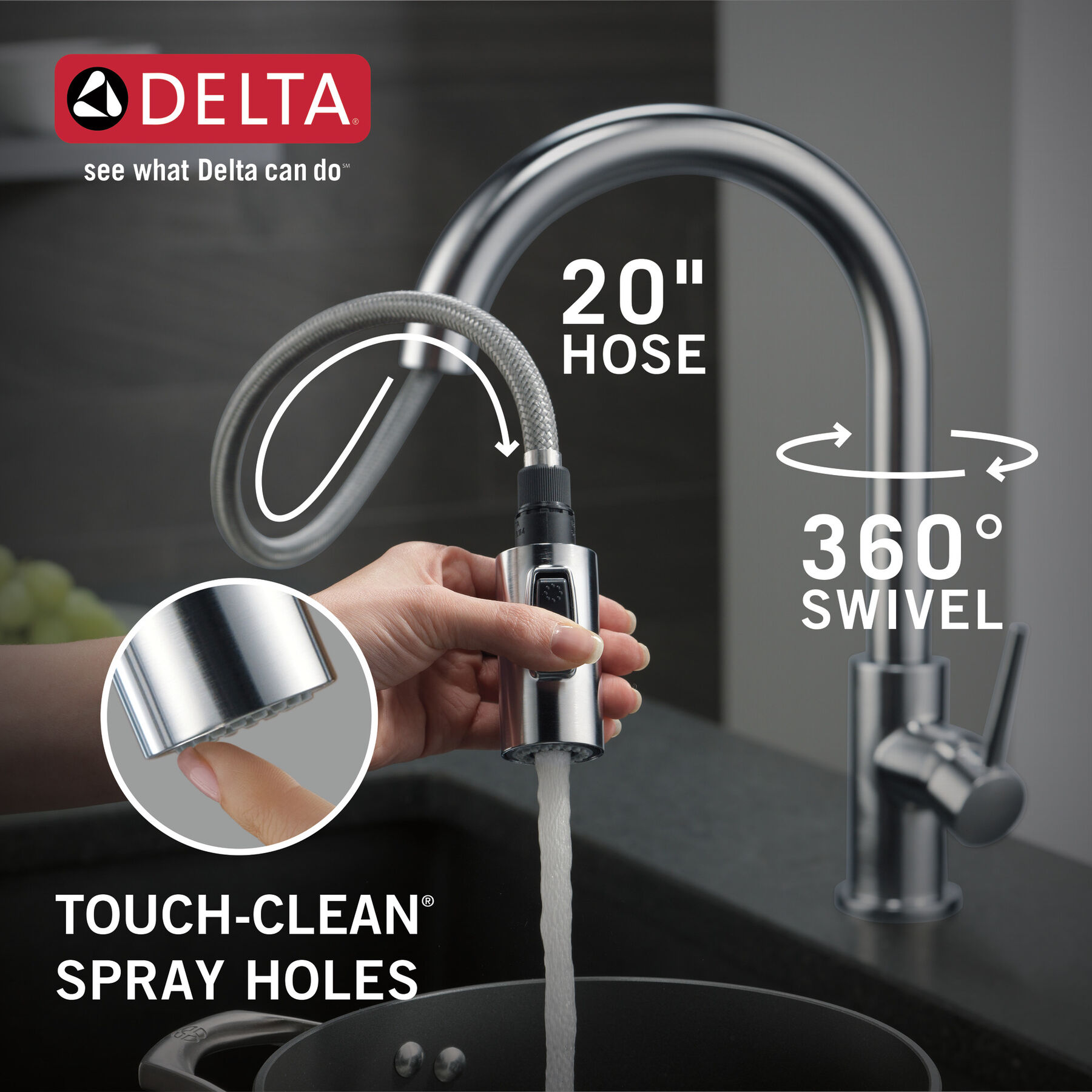 Single Handle Pull-Down Kitchen Faucet, image 16
