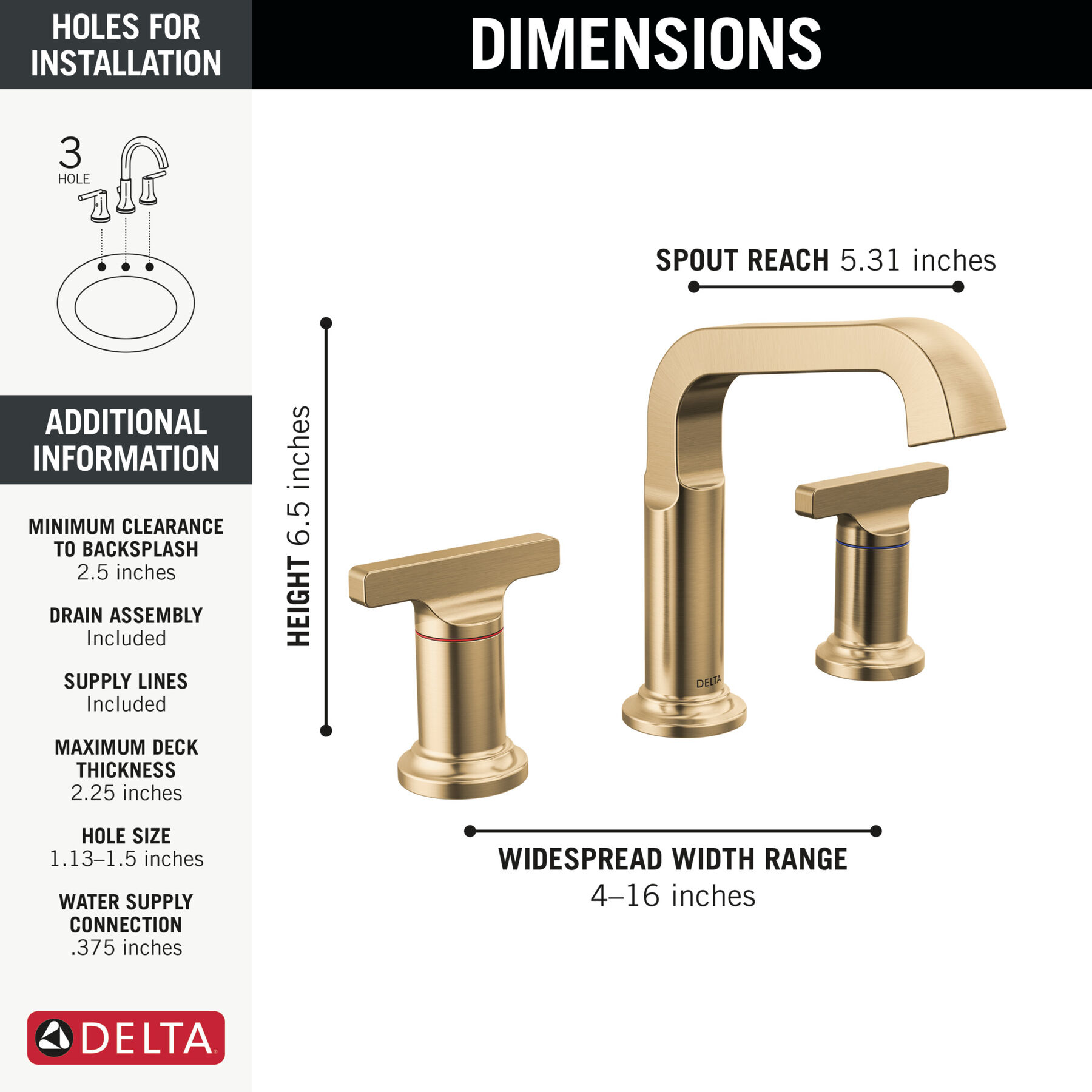 Two Handle Widespread Bathroom Faucet (Recertified), image 1