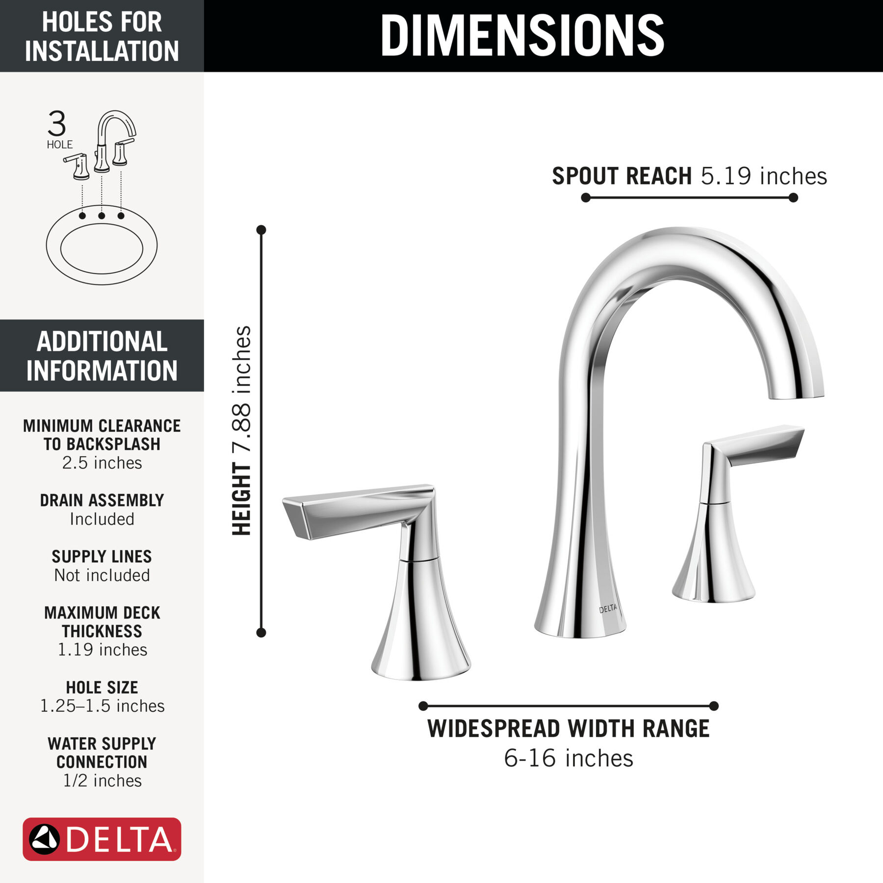 Two Handle Widespread Bathroom Faucet, image 1