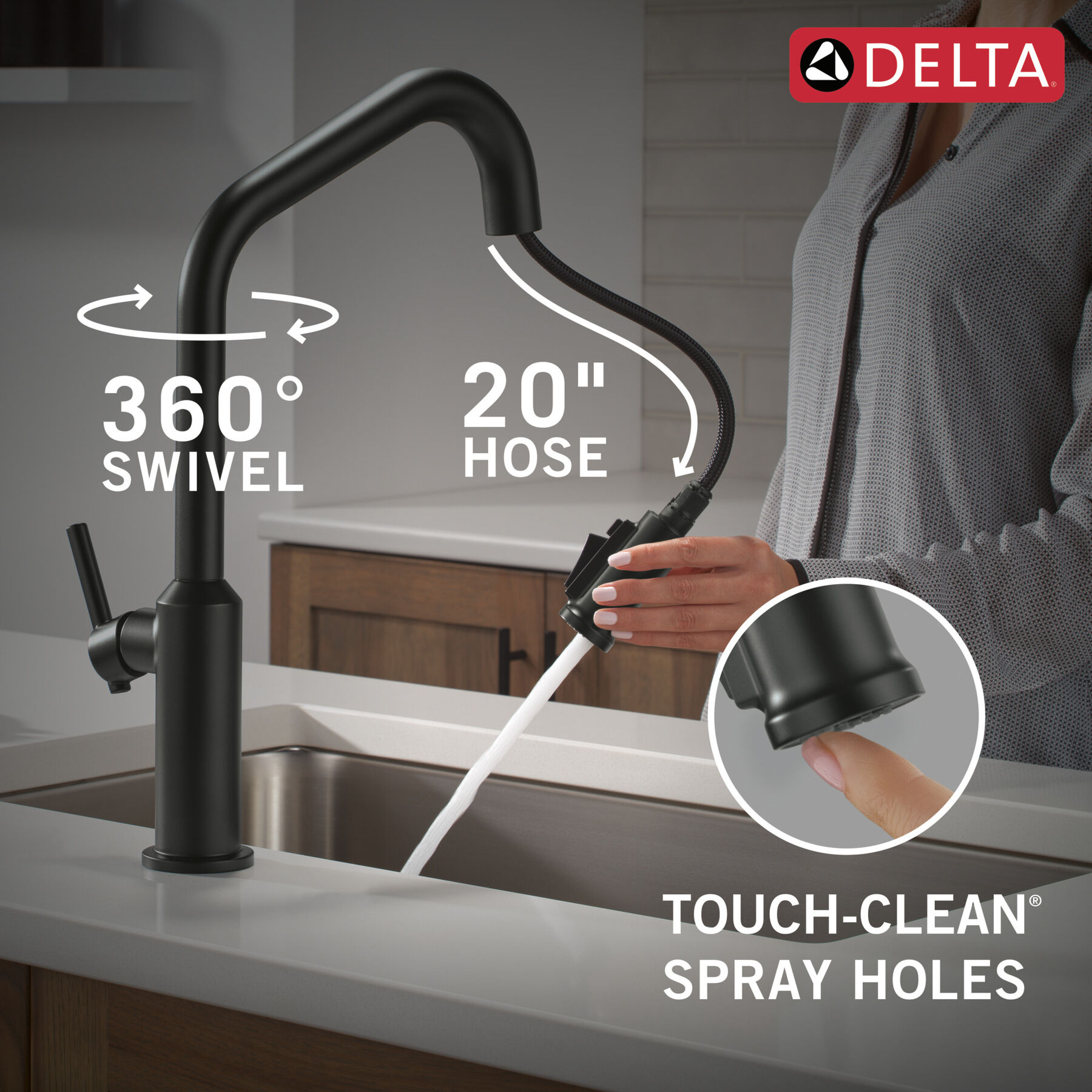 Single Handle Pull-Down Kitchen Faucet, image 6