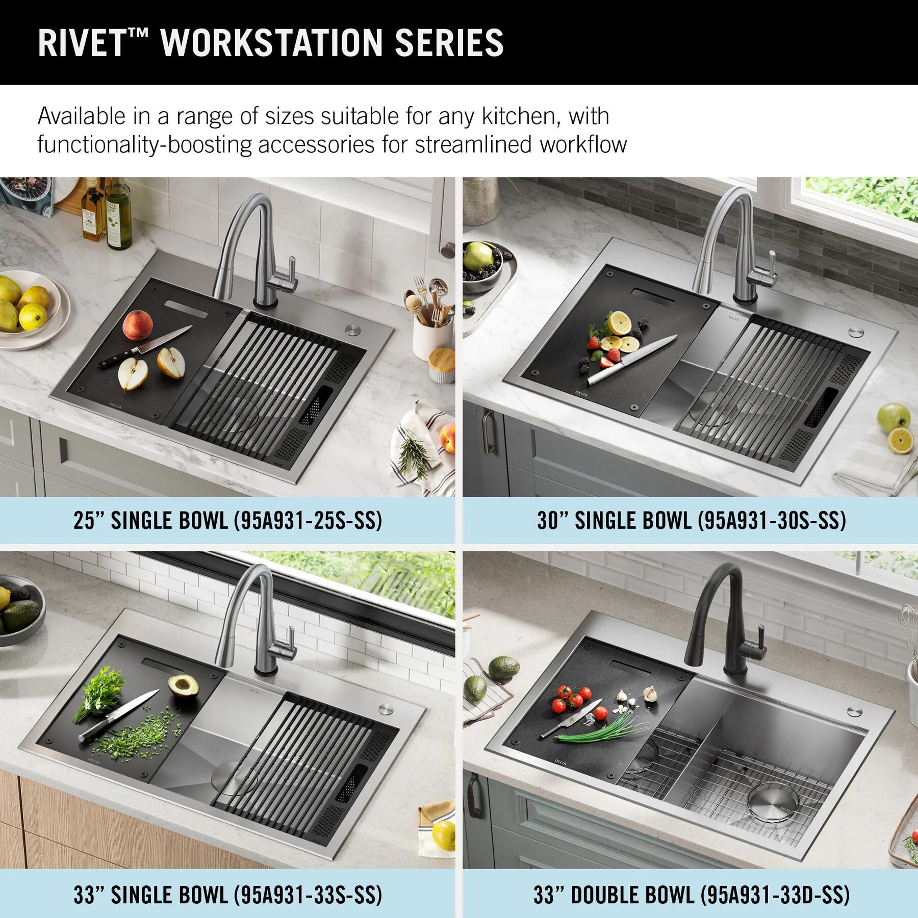 30&rdquo; Workstation Kitchen Sink&nbsp;Drop-In Top Mount&nbsp;16 Gauge&nbsp;Stainless Steel Single Bowl with&nbsp;WorkFlow&trade; Ledge&nbsp;and Accessories