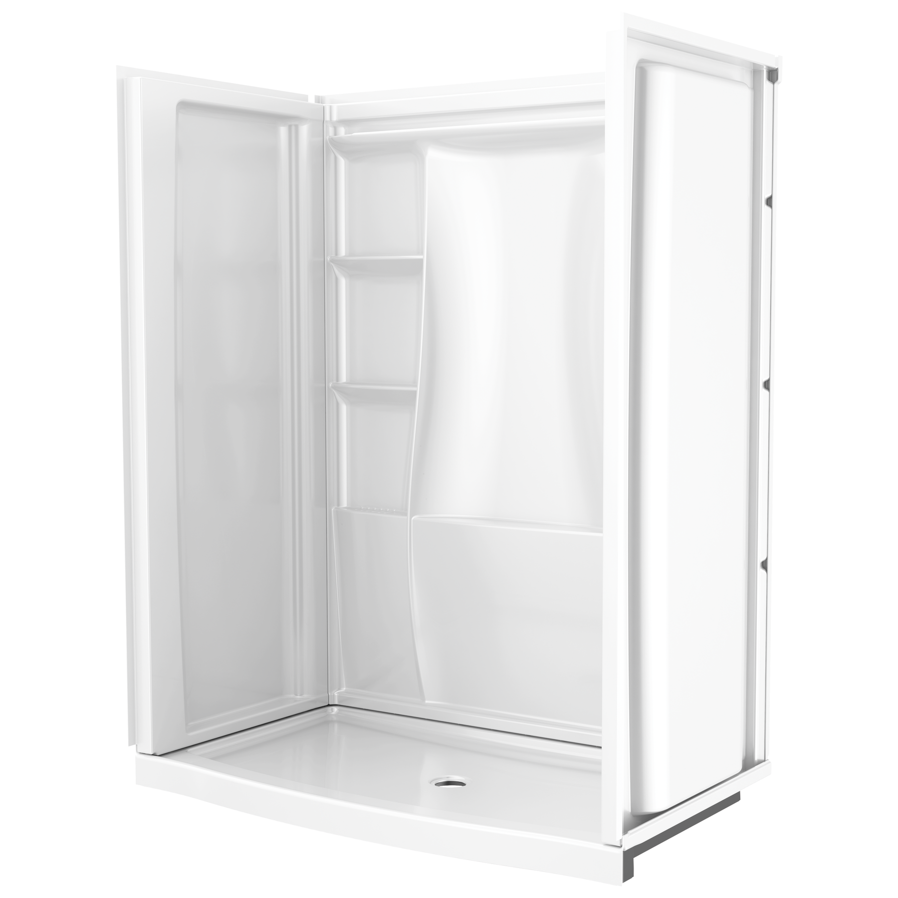 60 x 32" Curved Alcove Shower Base with Center Drain, image 2