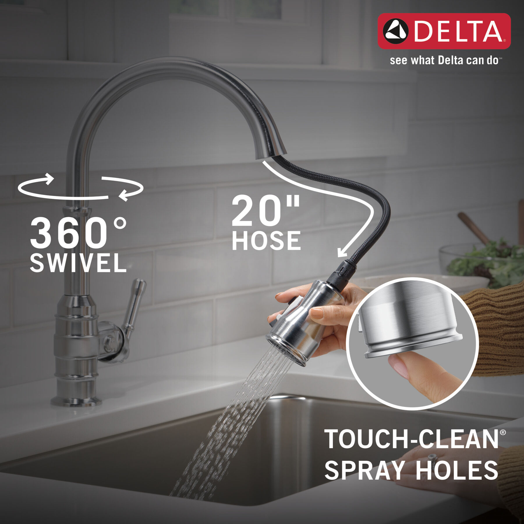 Single Handle Pull-Down Kitchen Faucet, image 4