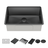 27” Undermount 16 Gauge Workstation Kitchen Sink Single Bowl with WorkFlow™ Ledge and Accessories