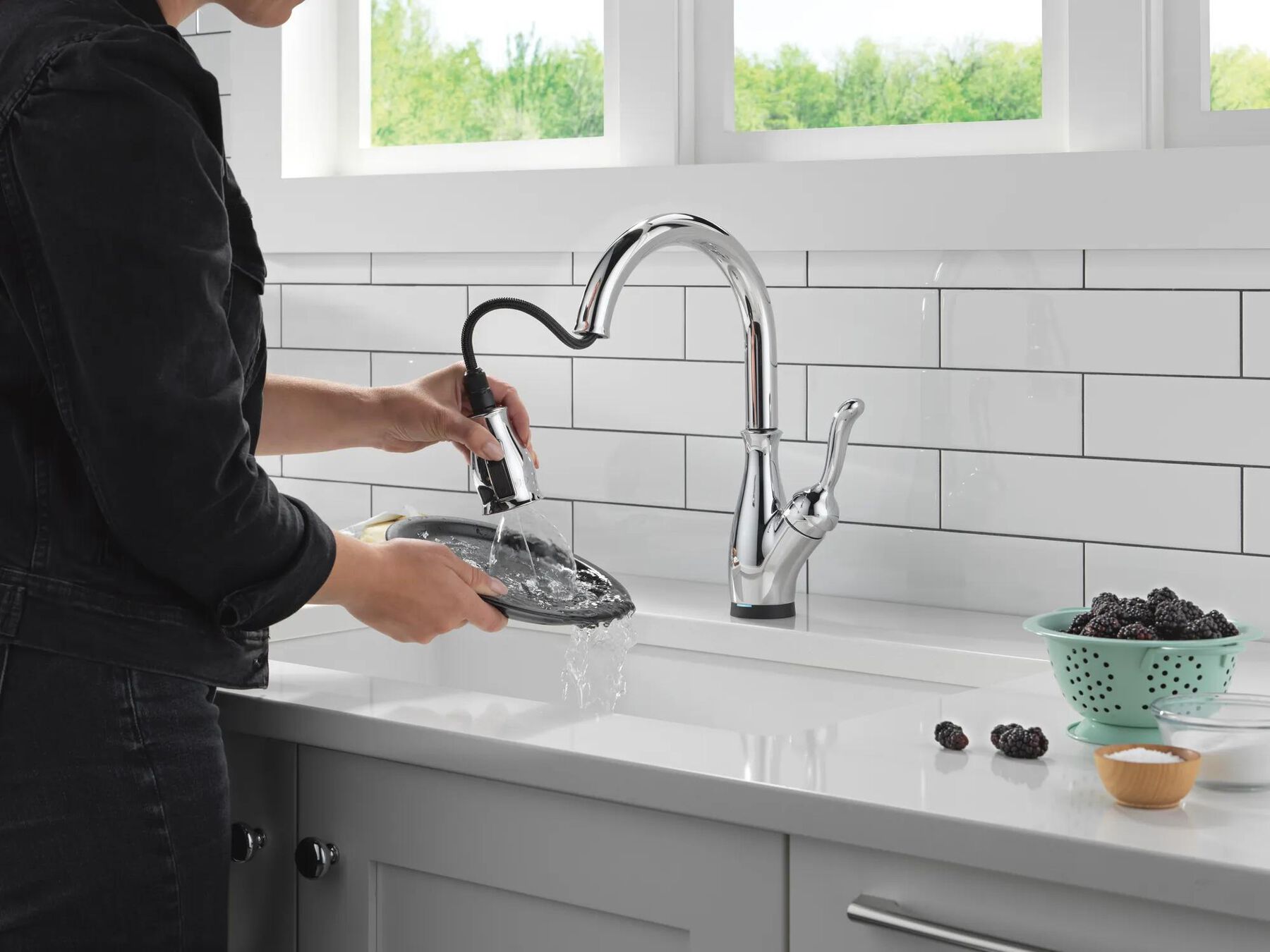 Touch2O with Touchless and VoiceIQ&reg; Technology Single Handle Pull-Down Kitchen Faucet with Soap Dispenser
