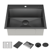 25” Drop-In Top Mount 16 Gauge Workstation Kitchen Sink Single Bowl with WorkFlow™ Ledge and Accessories