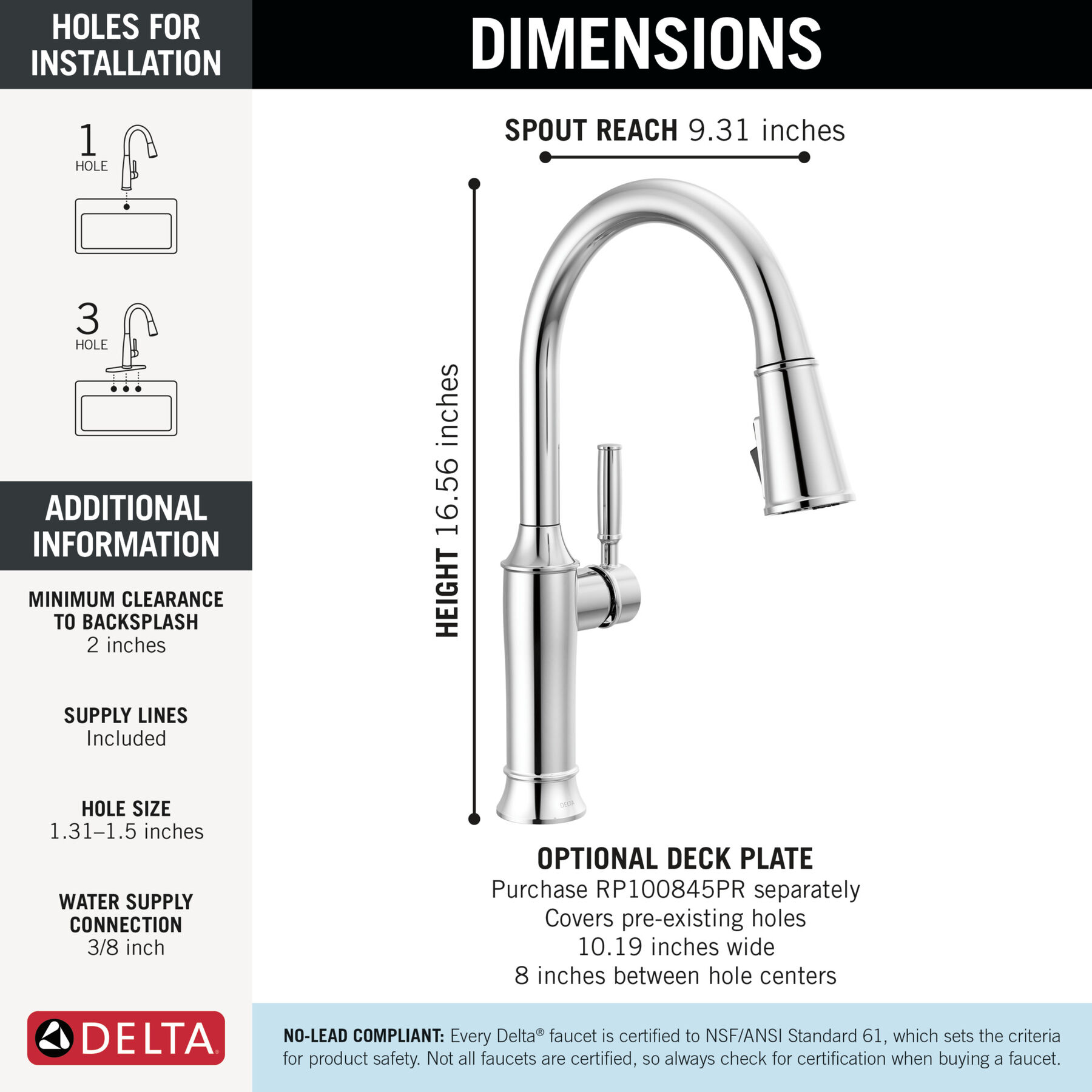 Single Handle Pull-Down Kitchen Faucet, image 2