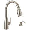 Single Handle Pull-Down Kitchen Faucet with Soap Dispenser and ShieldSpray Technology