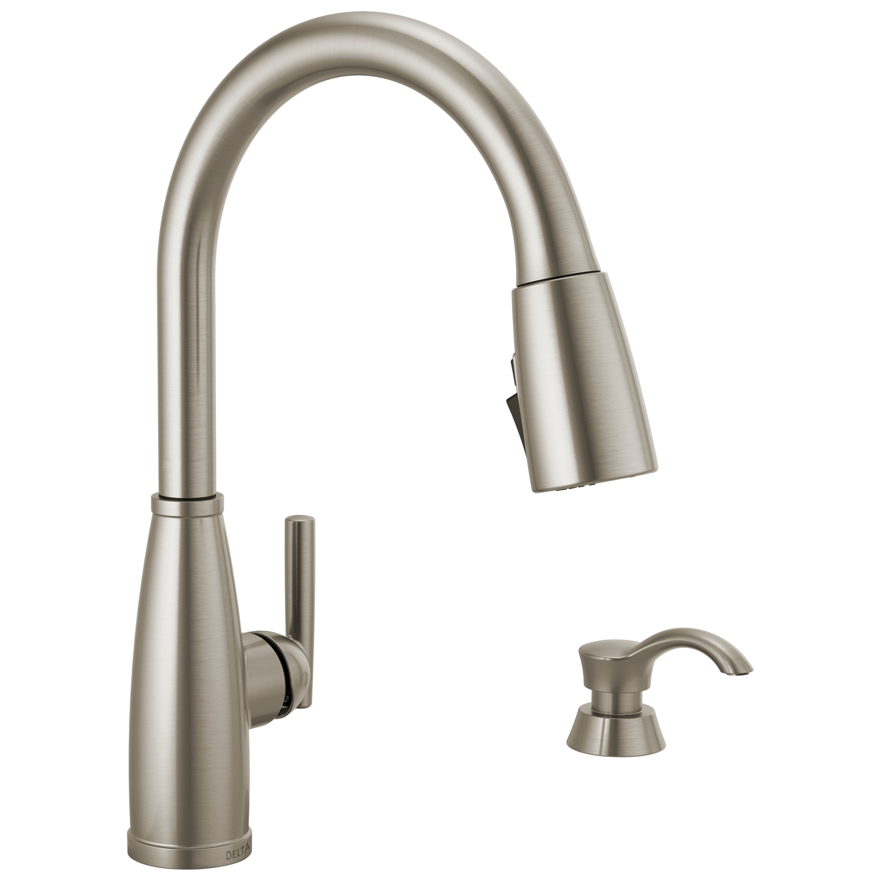 Single Handle Pull-Down Kitchen Faucet with Soap Dispenser and ShieldSpray Technology