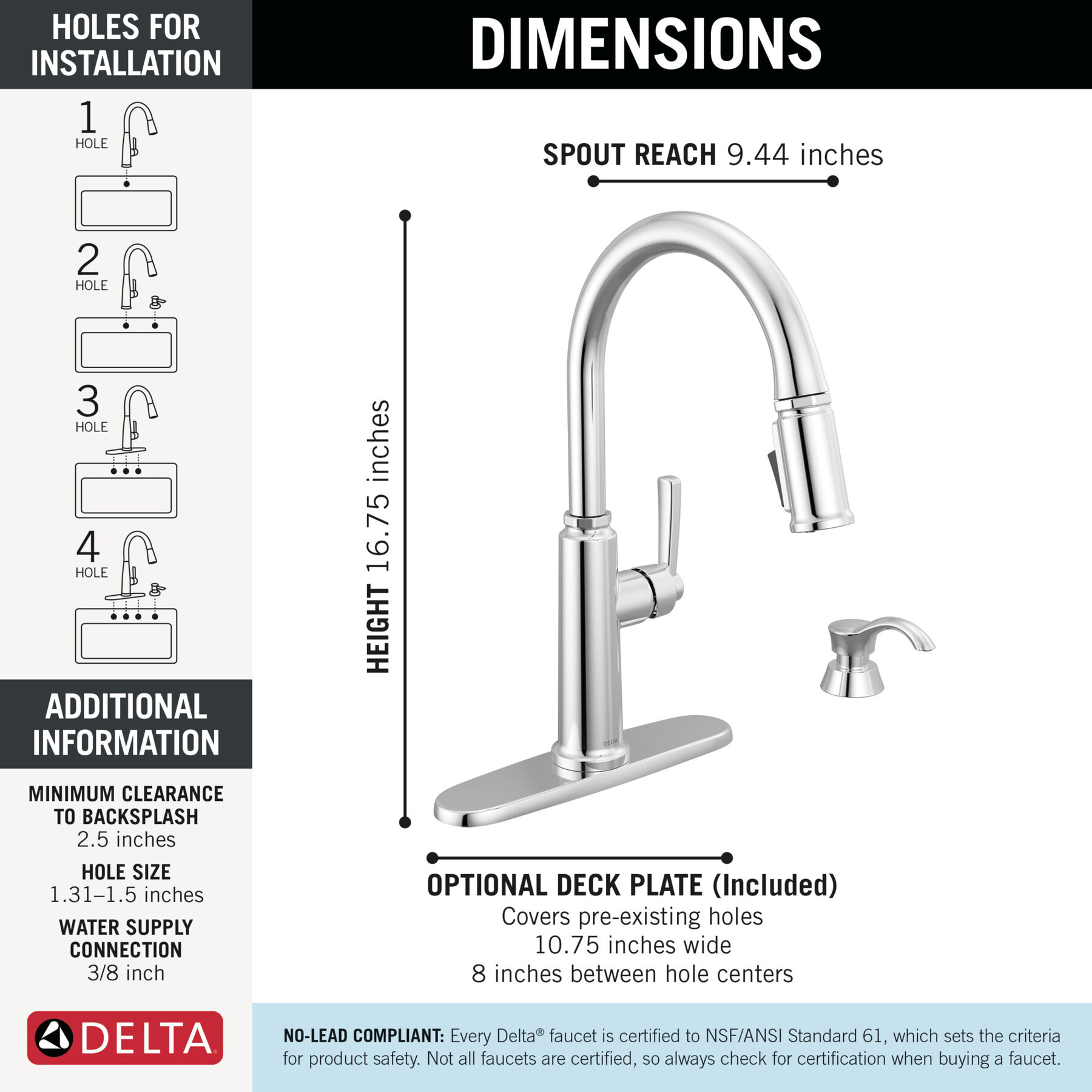 Single Handle Kitchen Pull-Down Faucet w/ Soap Dispenser