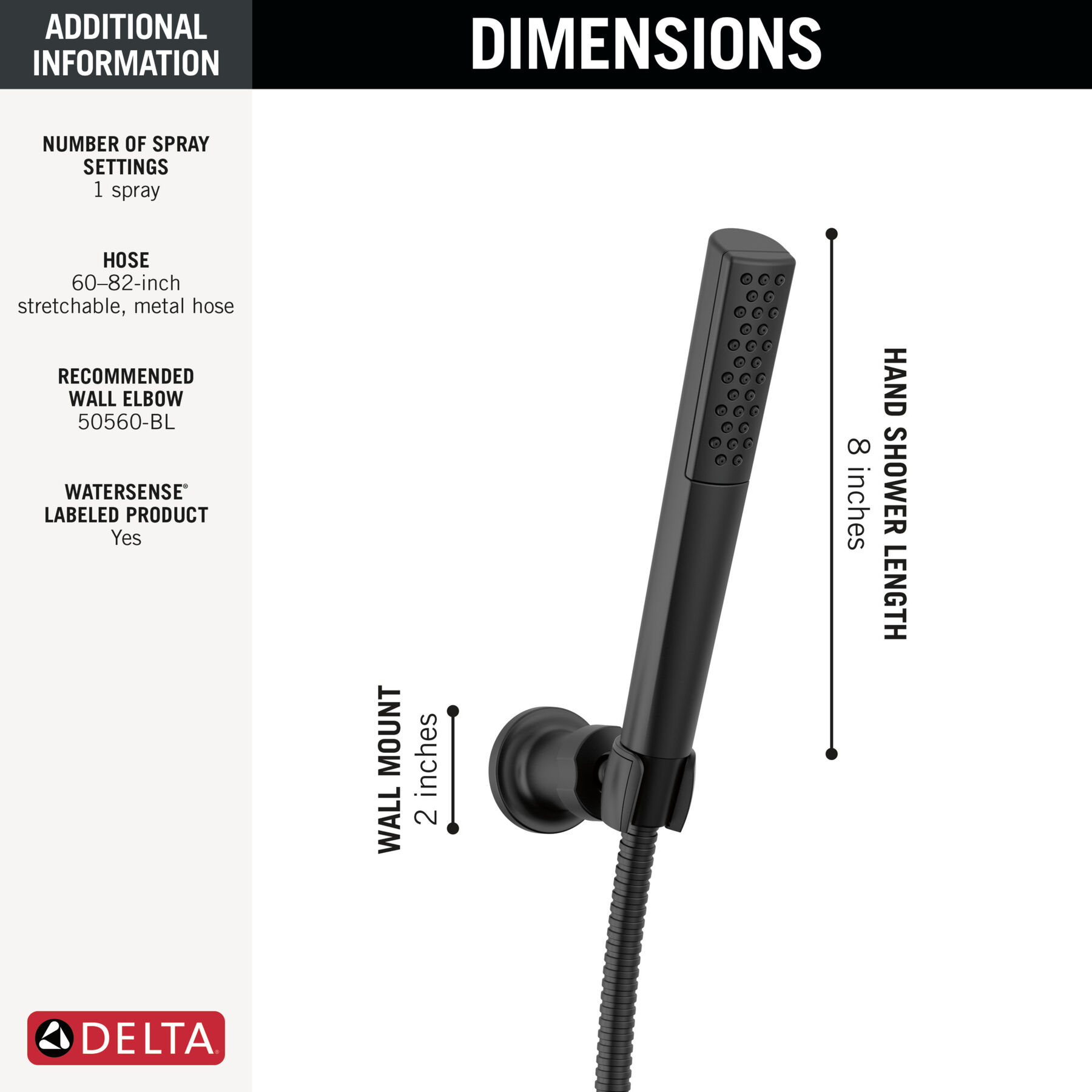 Premium Single-Setting Adjustable Wall Mount Hand Shower, image 1