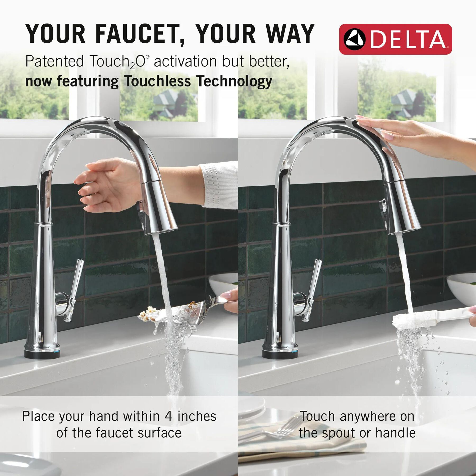 Touch<sub>2</sub>O&reg; Technology Kitchen Faucet with Touchless Technology