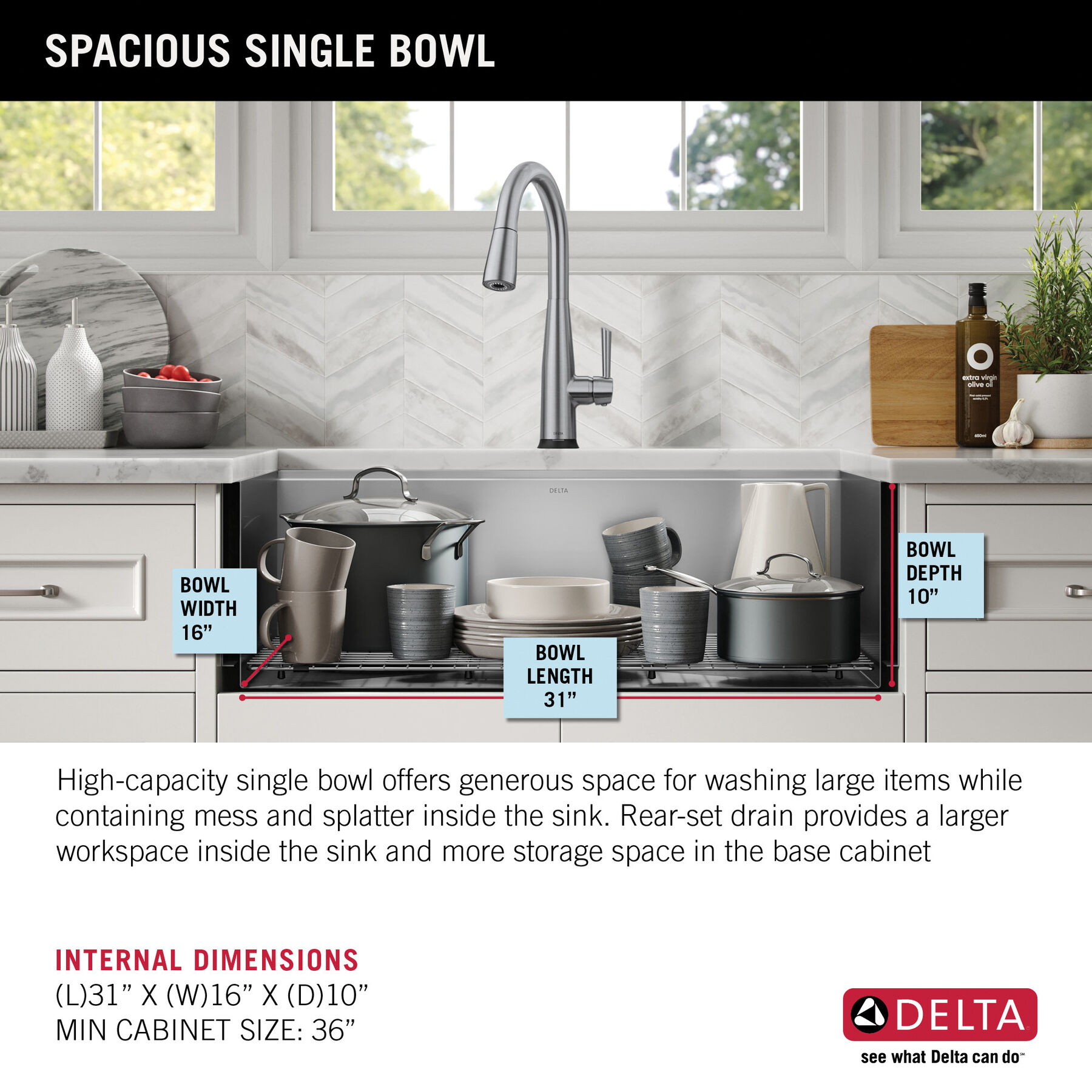 33” Workstation Undermount Single Bowl 16 Gauge Stainless Steel Farmhouse Apron Front Kitchen Sink with WorkFlow™ Ledge and Accessories, image 4
