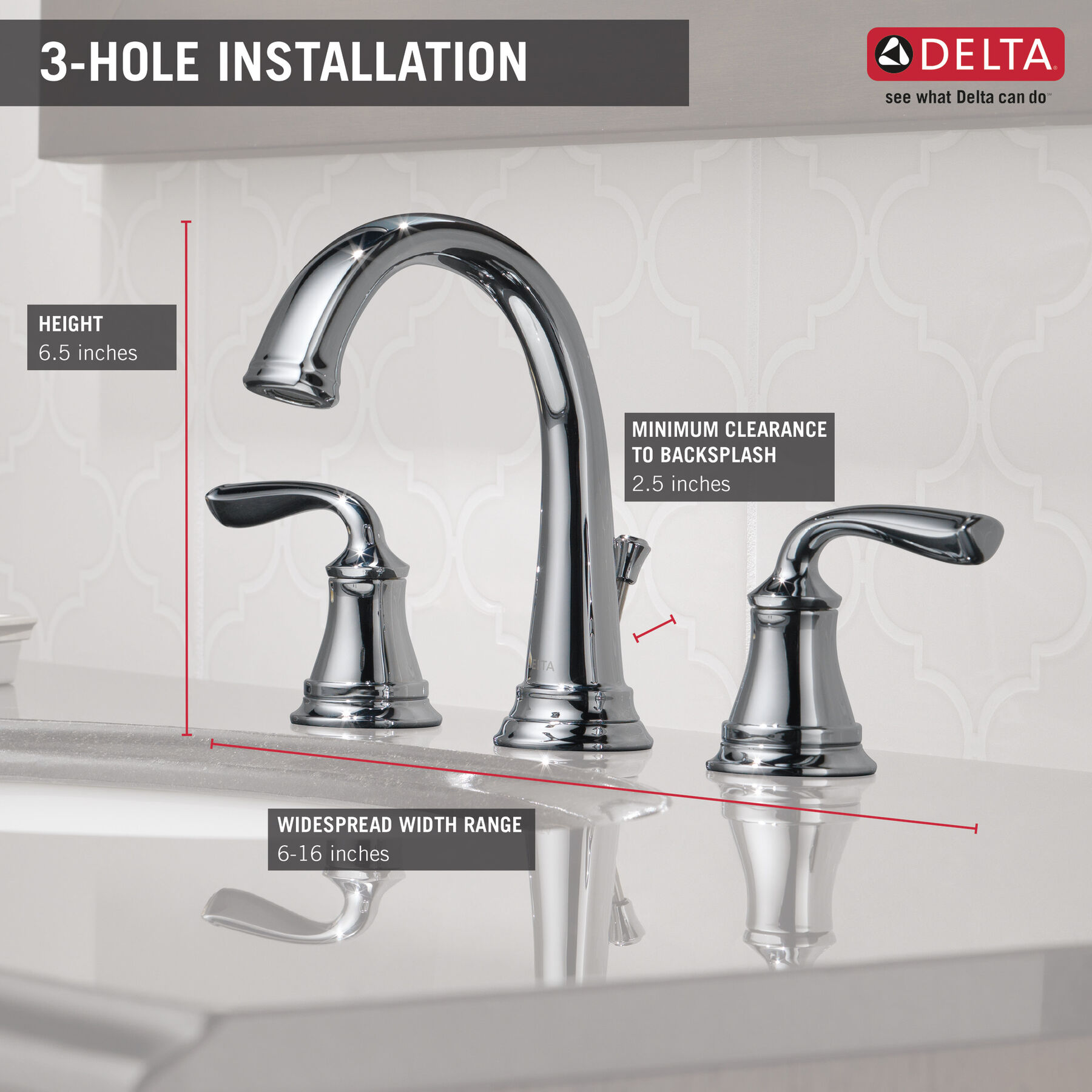 Two Handle Widespread Bathroom Faucet, image 1
