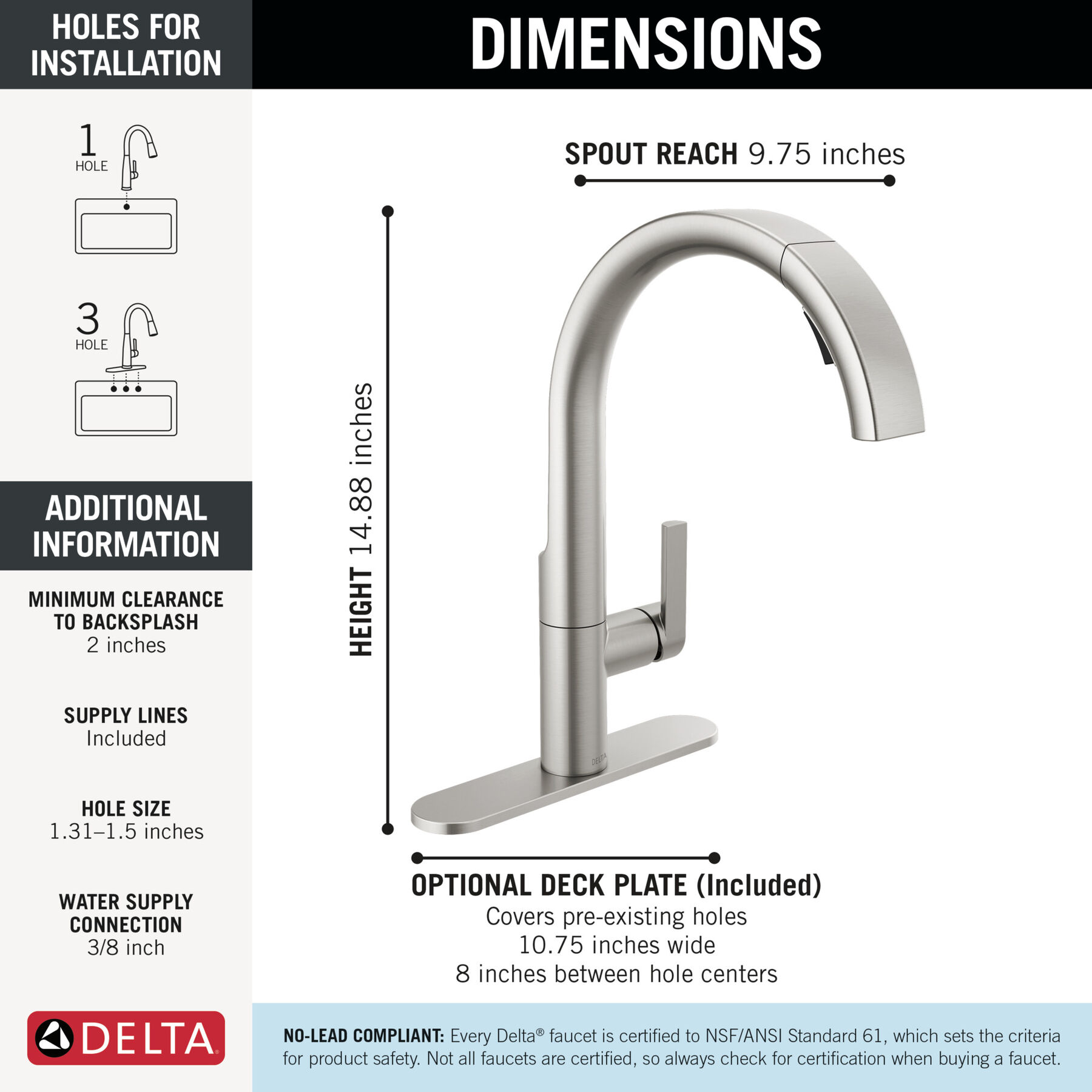 Single-Handle Pull-Down Kitchen Faucet, image 3