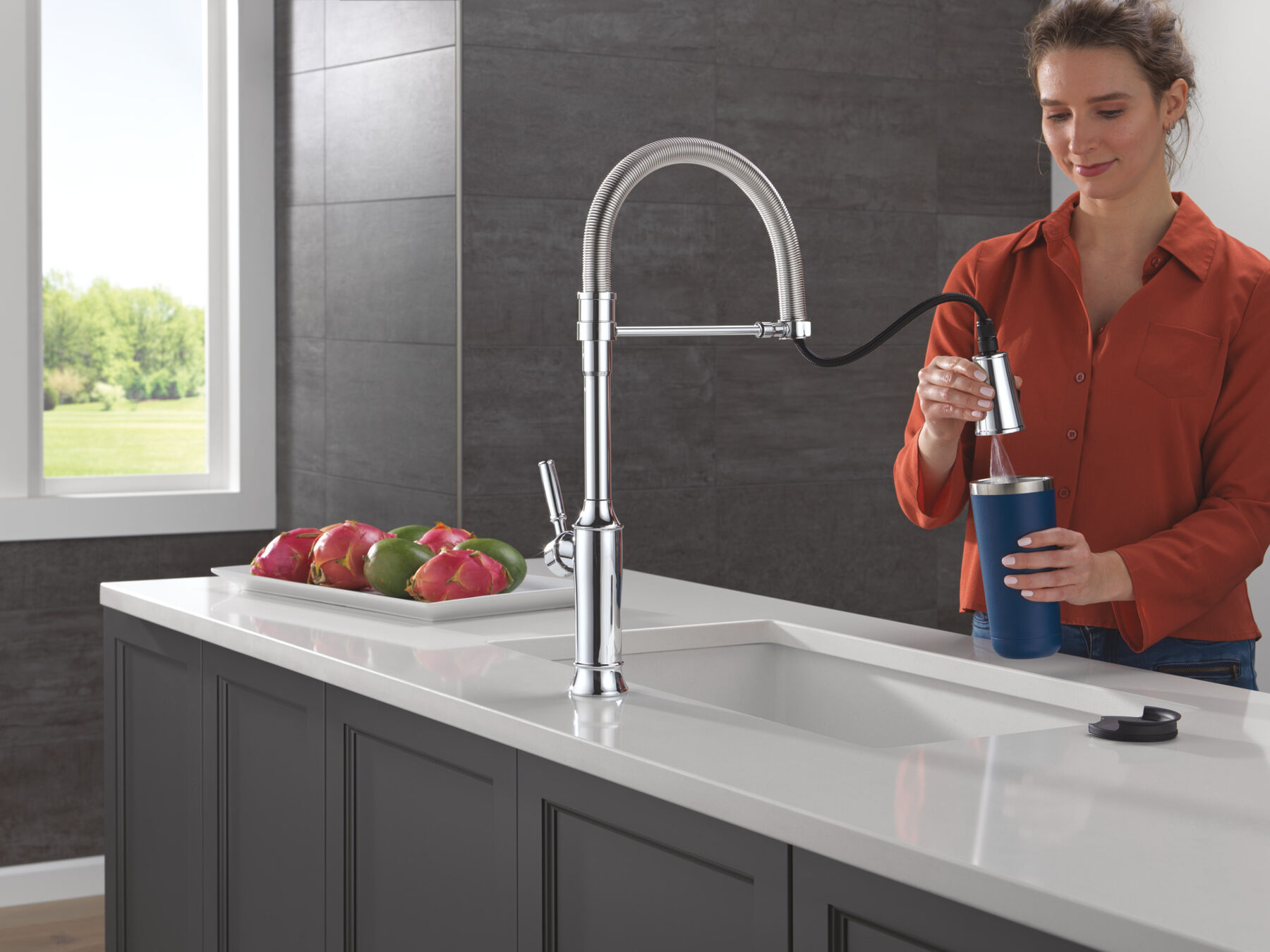 Single-Handle Pull-Down Spring Kitchen Faucet, image 4